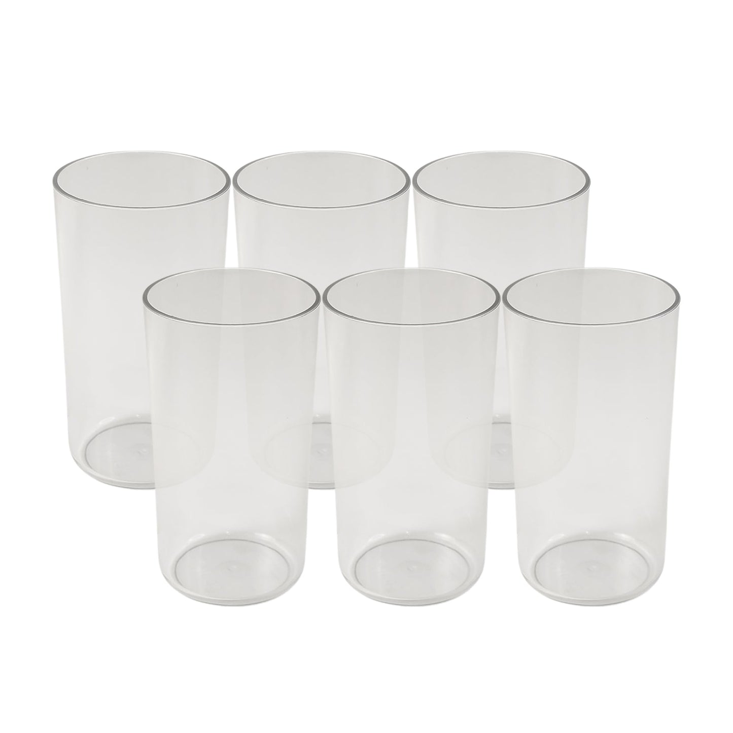 Solid clear tumbler made from heavy plastic with glass appearance
