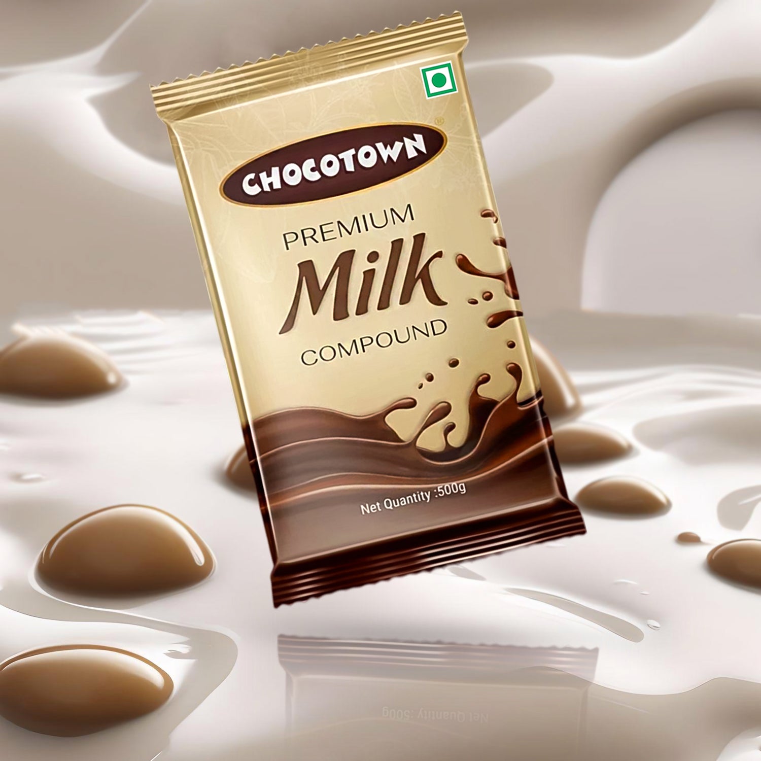 Unwrapped Chocotown Milk Chocolate Compound Slab showing its solid form.