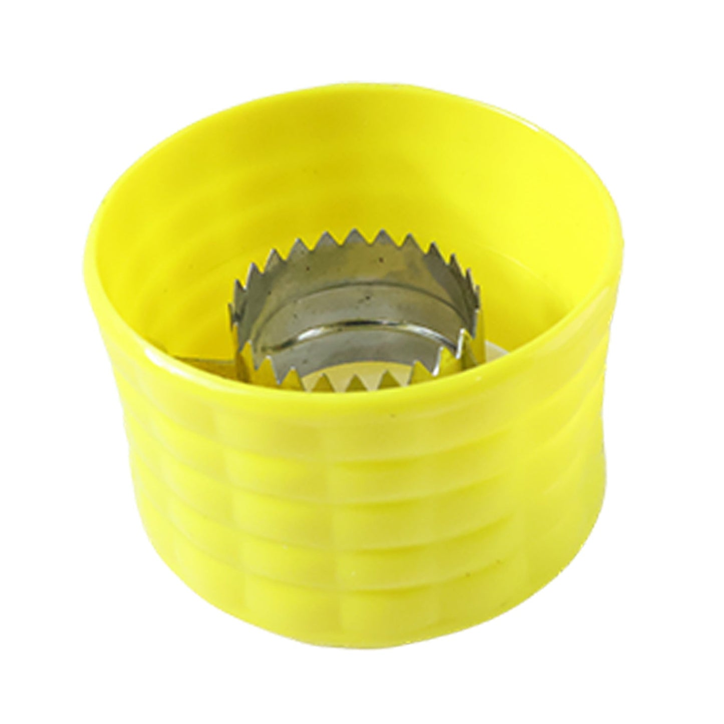 Handheld corn peeler tool shown while removing kernels manually