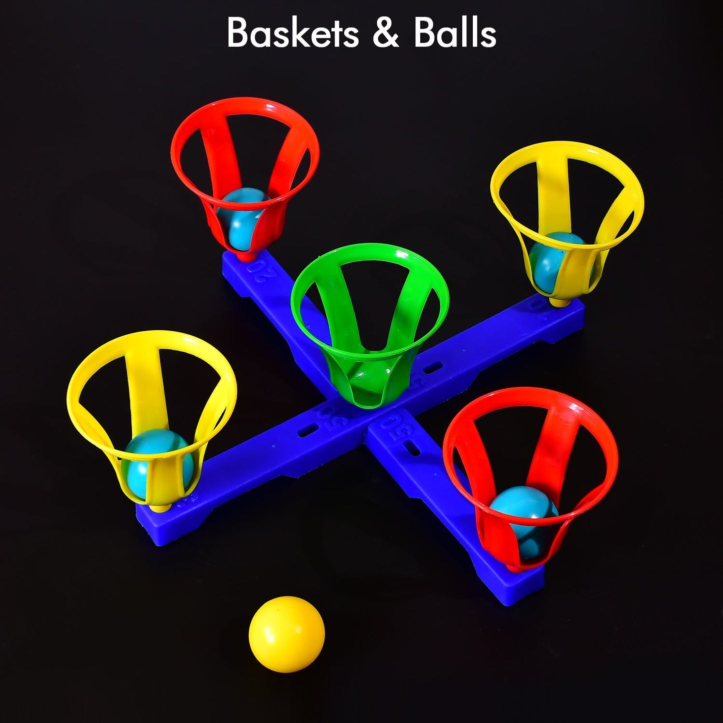 Interactive children's game featuring multiple baskets for scoring.