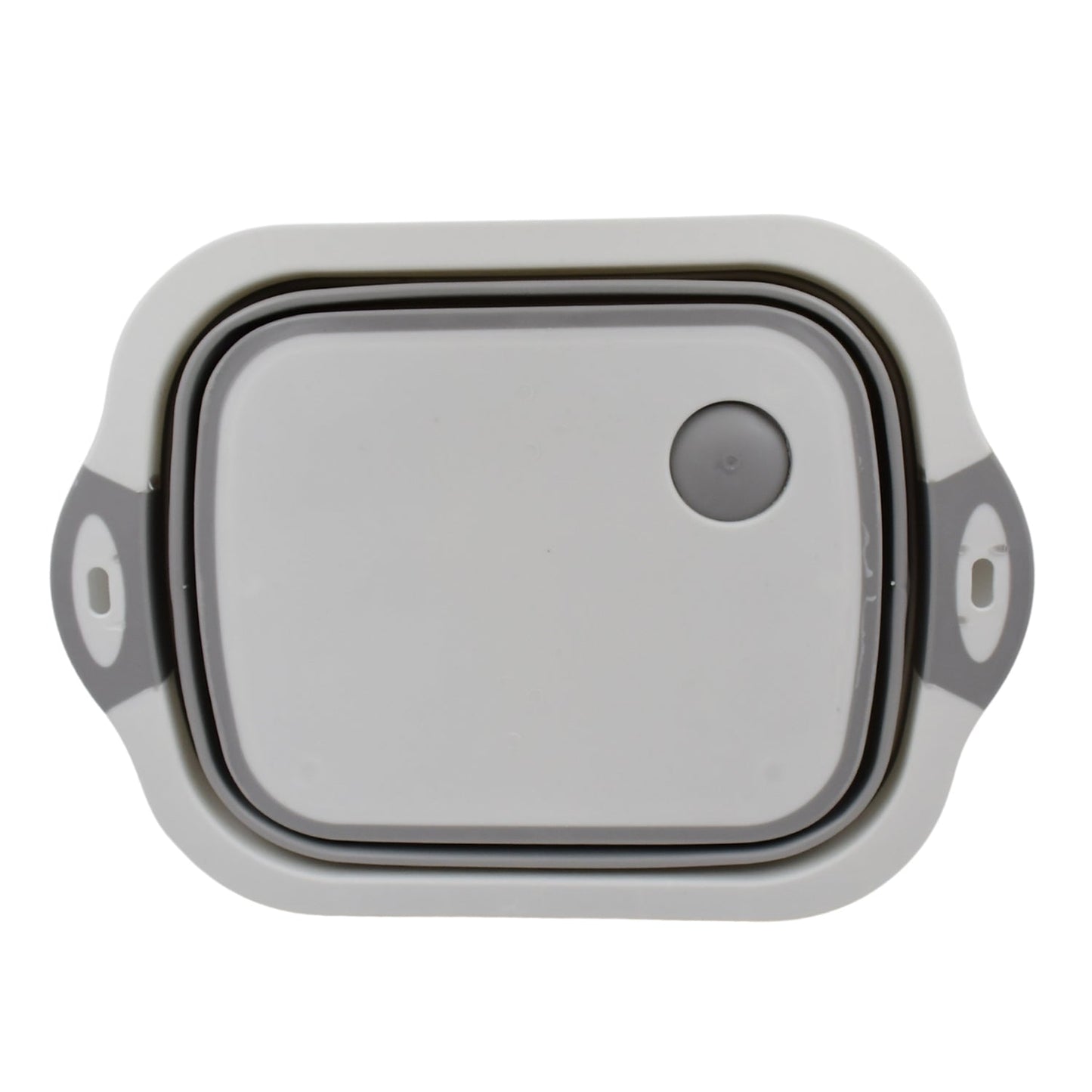 Versatile kitchen tool acting as both a cutting surface and a storage basket.