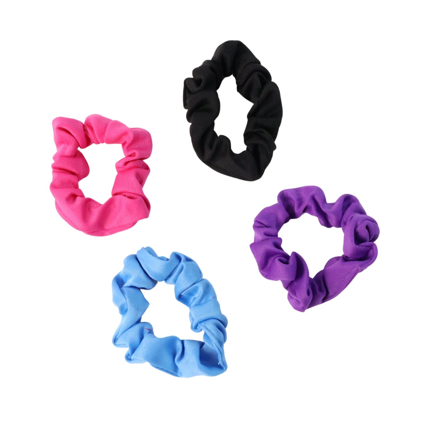 Assorted soft elastic hair scrunchies in various vibrant colors, perfect for different outfits and occasions.
