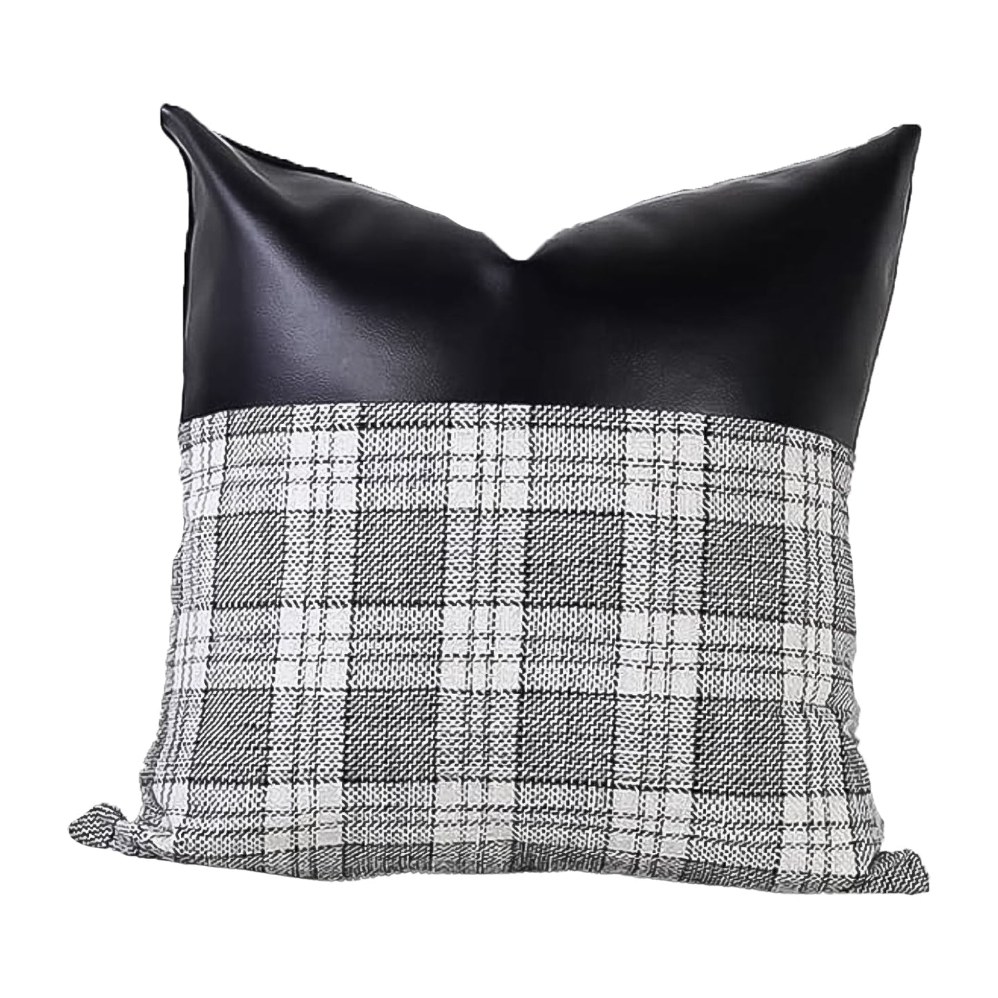 Stylish Leather & Cotton Pillow Cover adding a chic touch to a home interior.