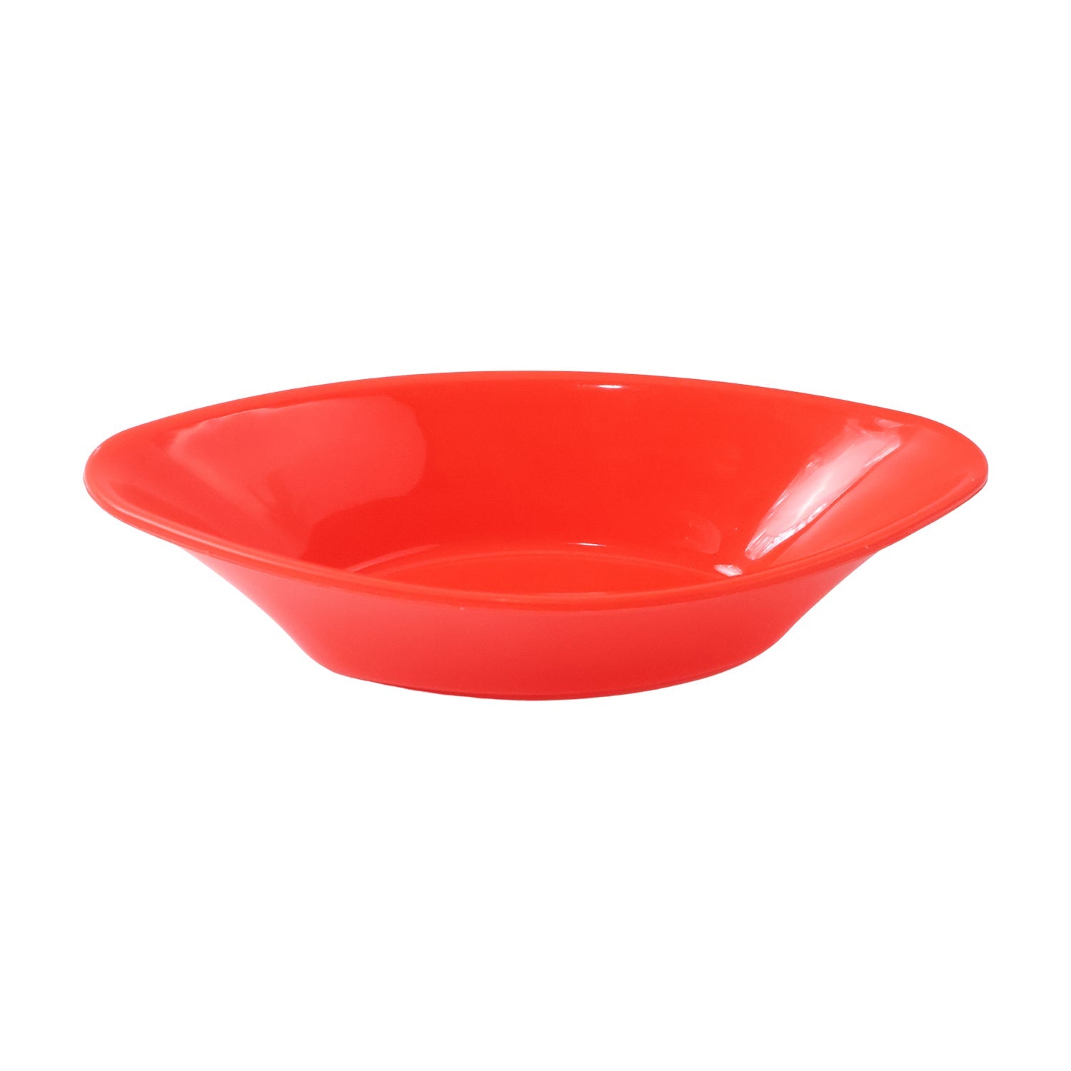 Deep red oval serving bowl perfect for salads and snacks