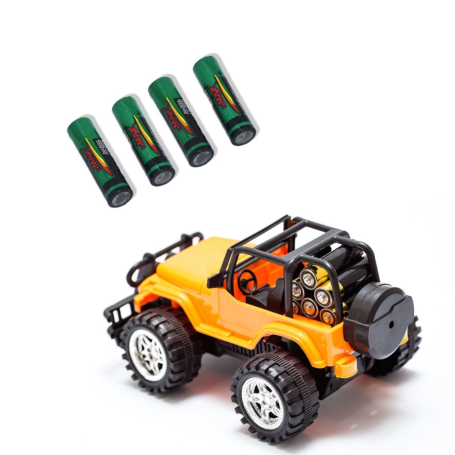 A single RaceCore AA Alkaline Battery, emphasizing its high-performance design.