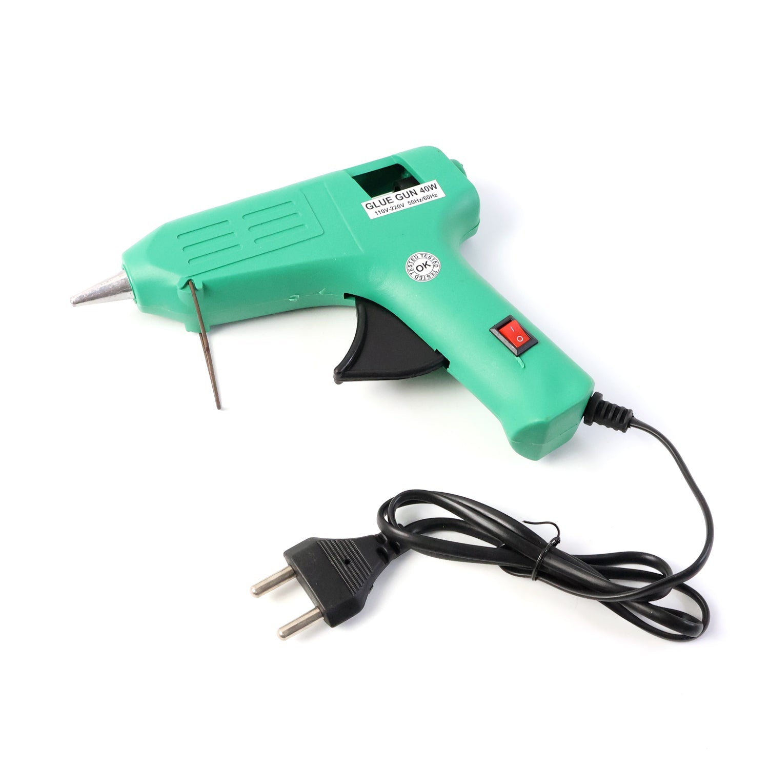 Close-up of the Hot Melt Glue Gun nozzle with molten glue, demonstrating strong adhesion.