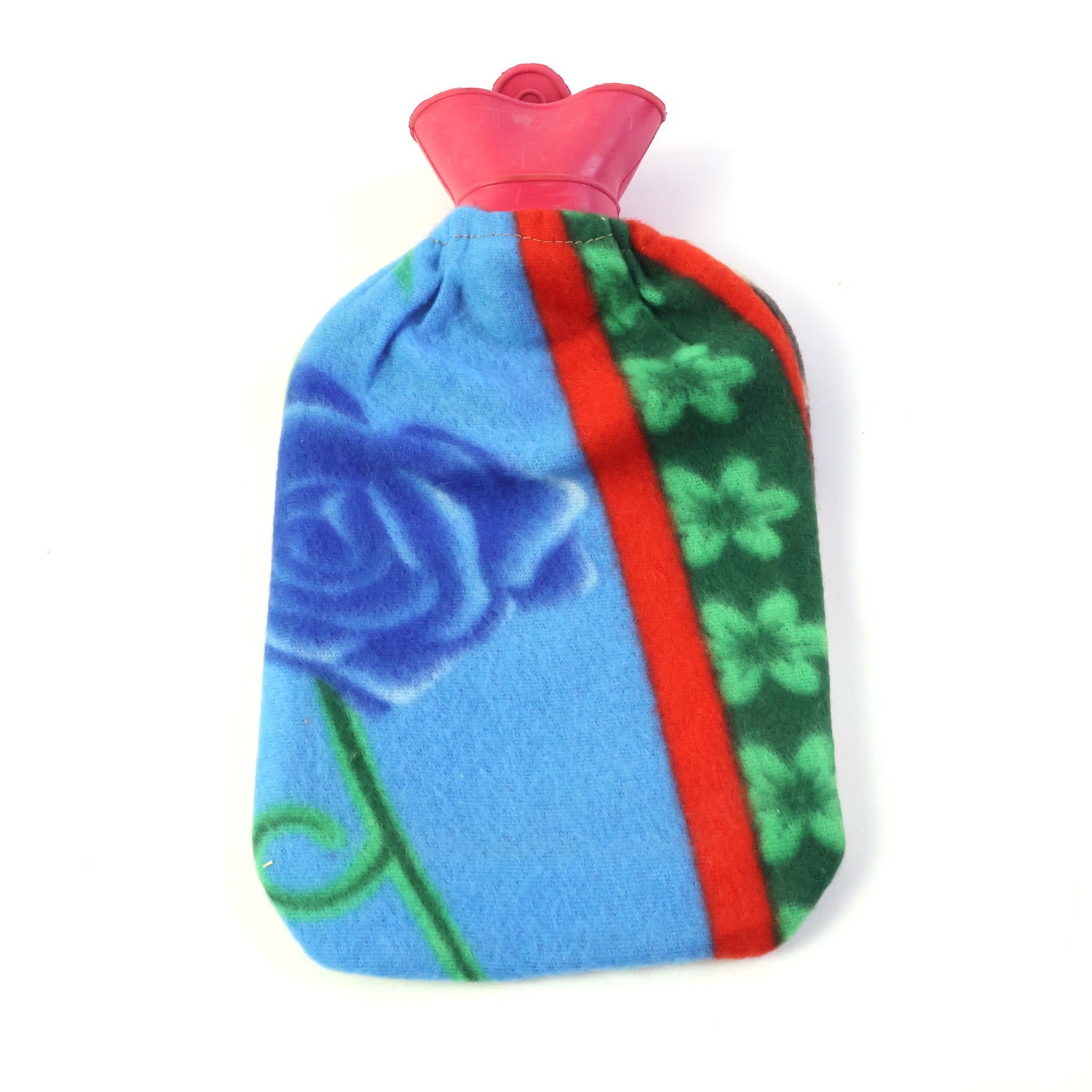 Durable hot water bottle in soft cover for muscle ache relief