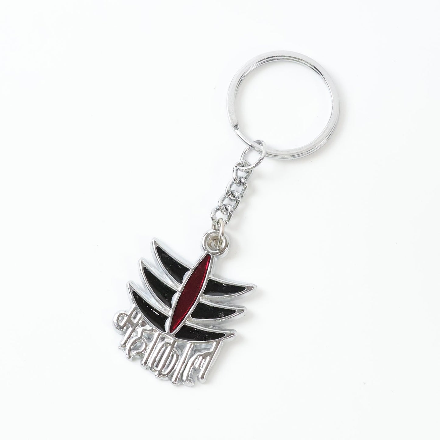 Mahakal metal keychain attached securely to a set of keys