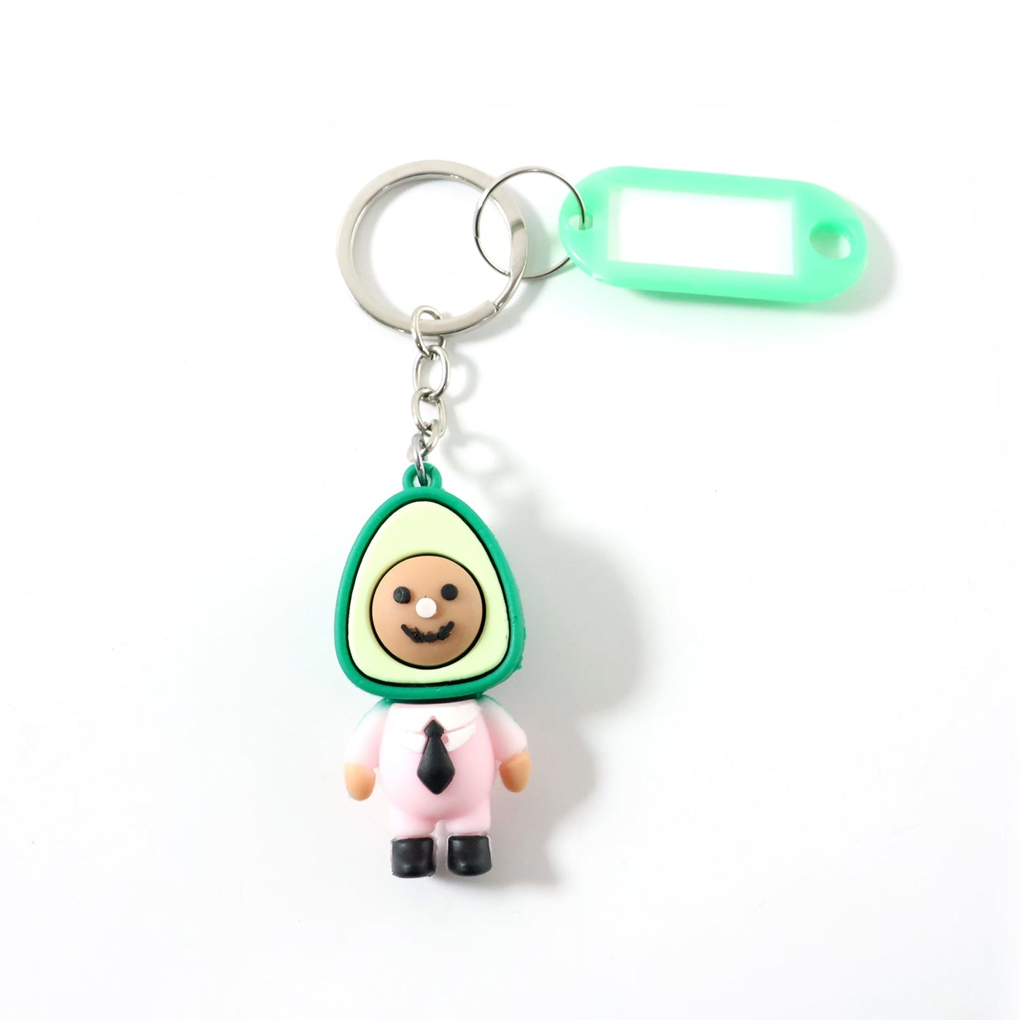 Avocado character keychain used as a decorative bag charm and keyholder