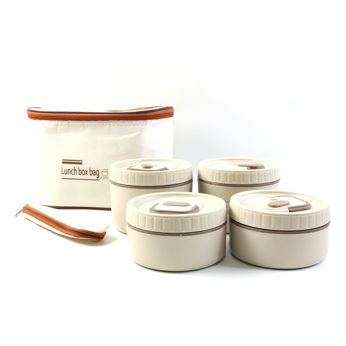 Compact tiffin set lunch box featuring multiple containers and carry bag