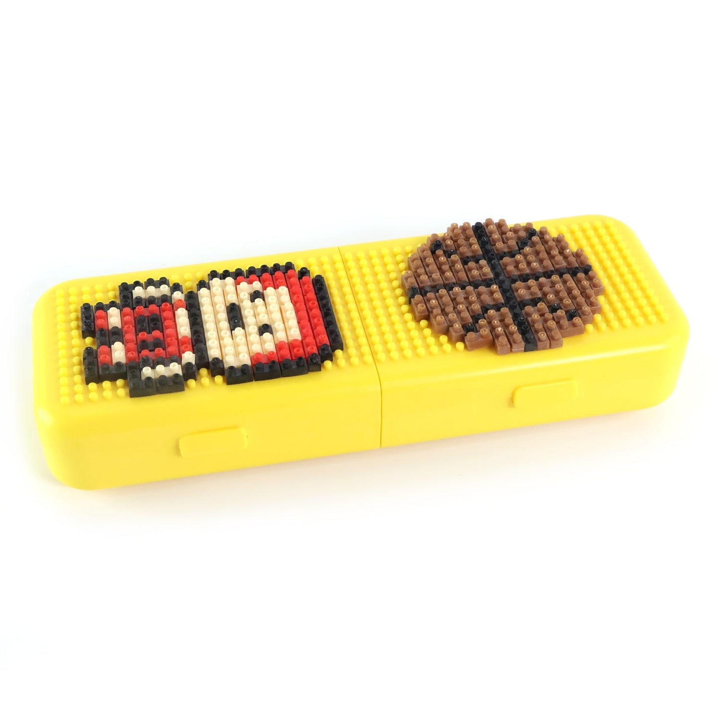 DIY Pixel Art Pen Stand filled with pens and pencils, showcasing its storage capacity.