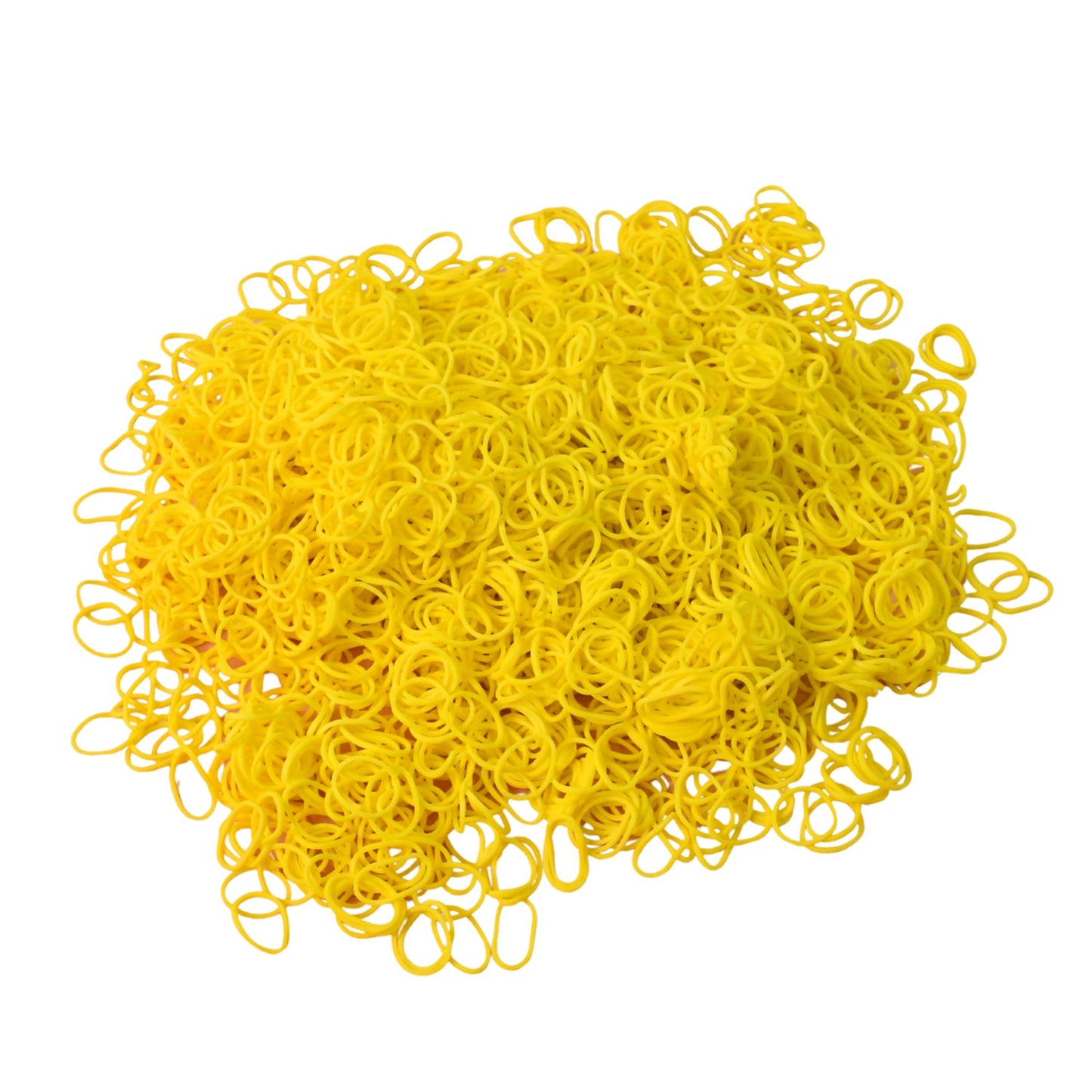 Multiple orange rubber bands arranged for bundling