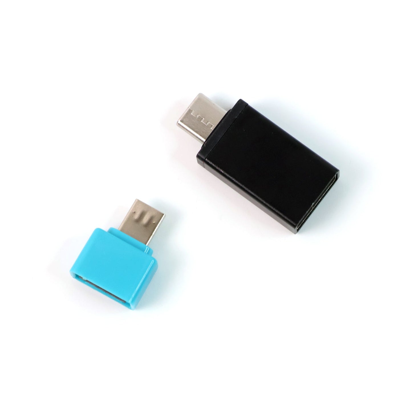 Type-C USB OTG adapter shown with a flash drive, ready for use with compatible devices.