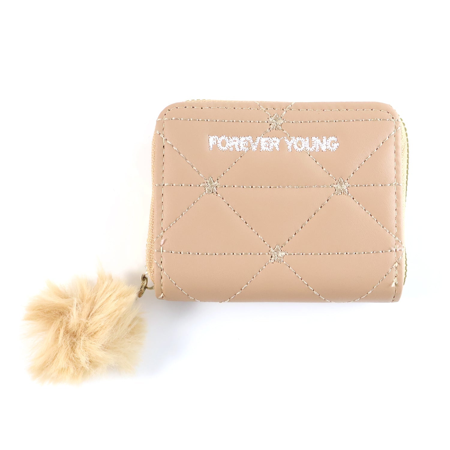 Party kids wallet with cute fur zip puller and compact size