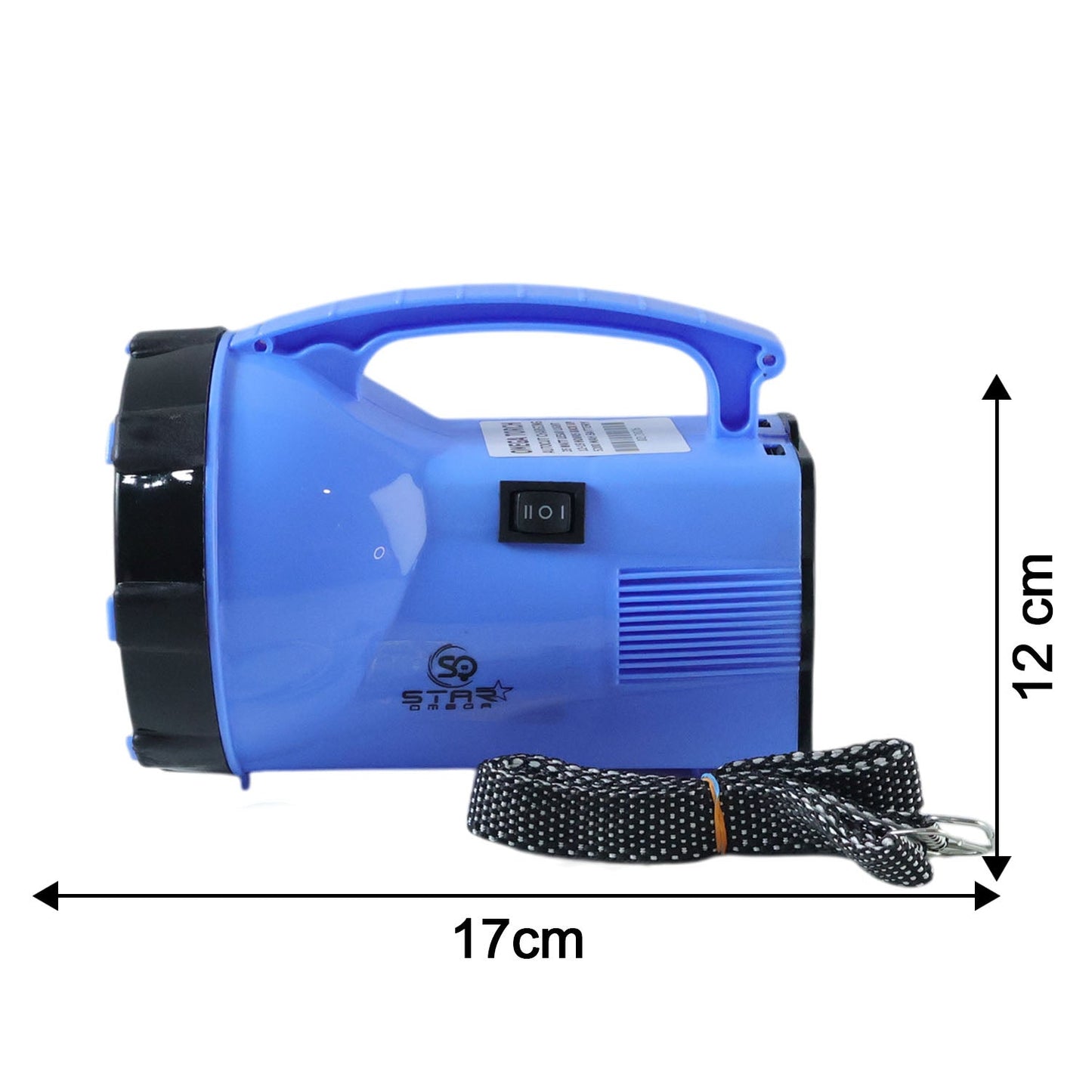 Close-up of rechargeable LED torch showing durable build
