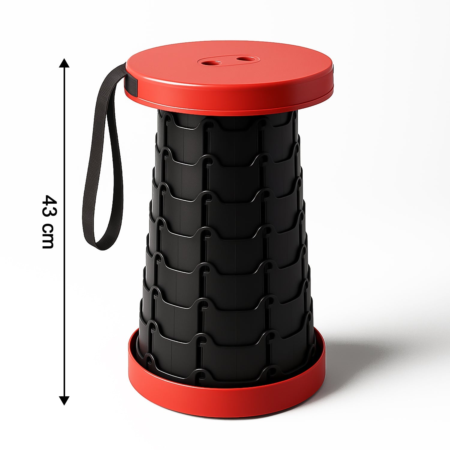 Portable telescopic folding stool being used outdoors
