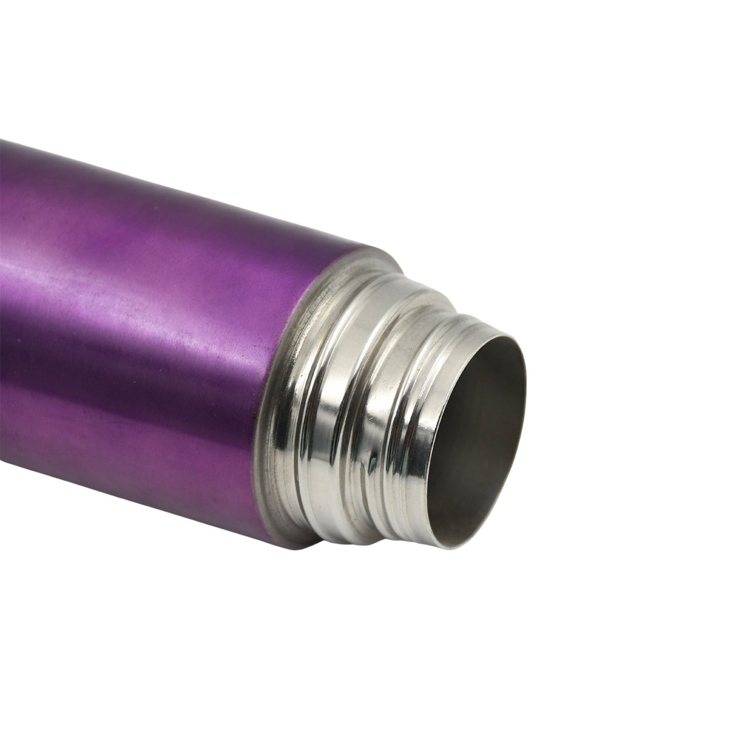 Close-up of the rustproof stainless steel water bottle texture.