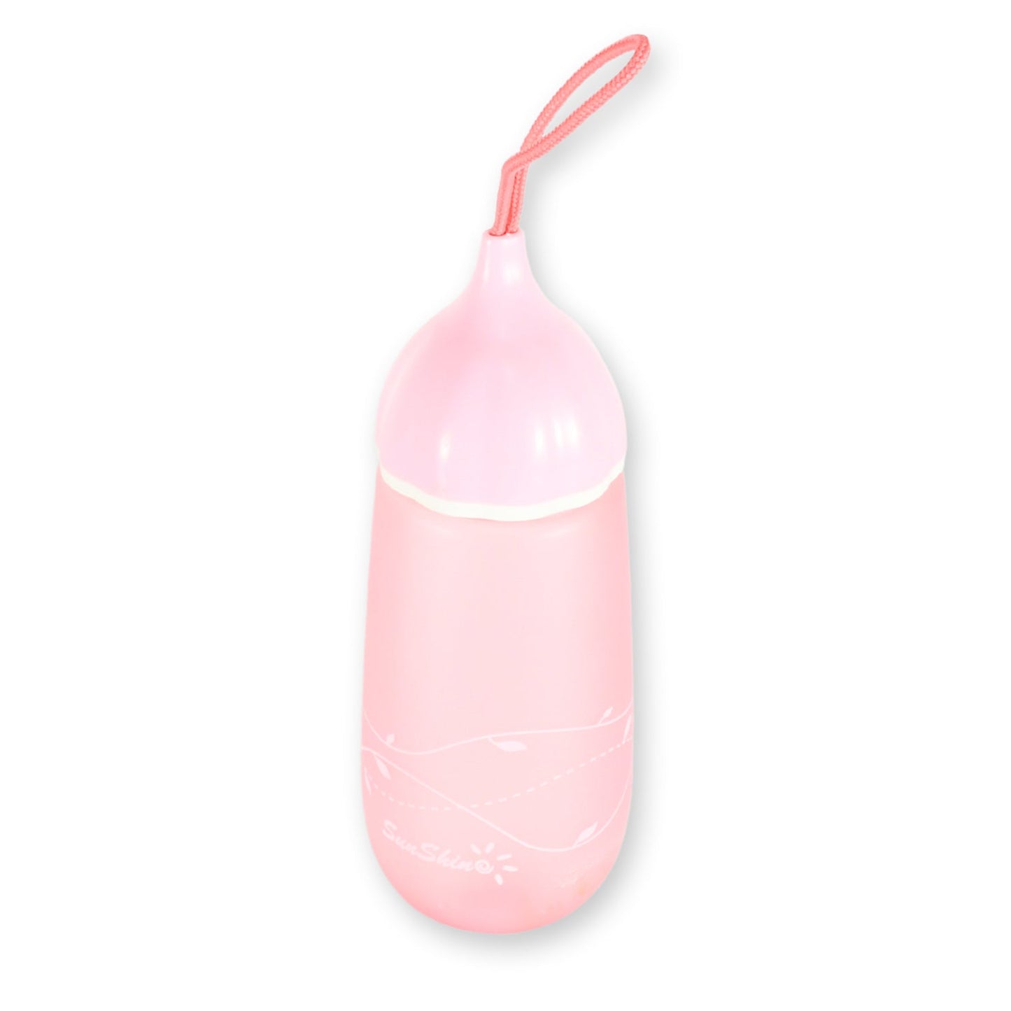 The portable plastic water bottle fitting perfectly into a bag's side pocket for daily carry.