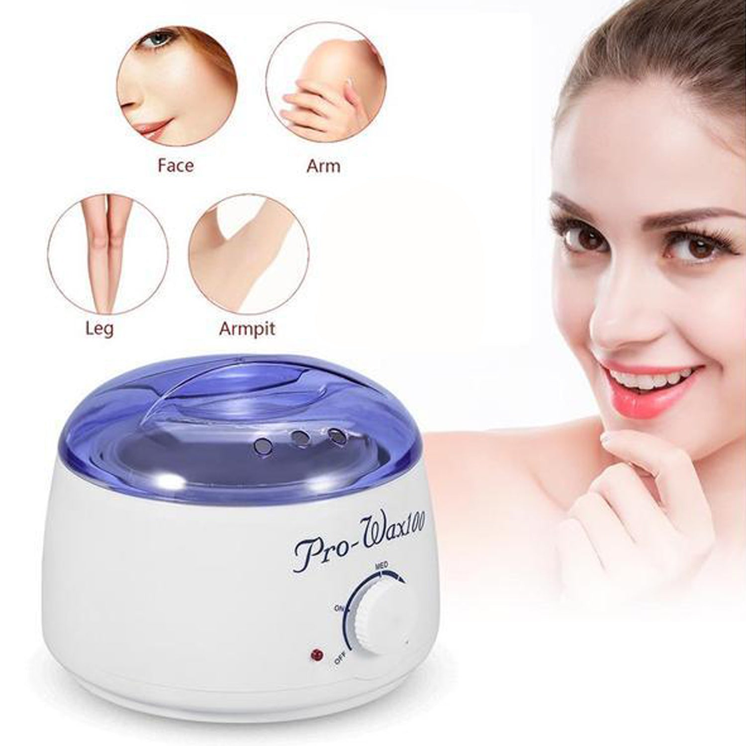 The AuriGlam auto cut-off wax and oil heater ready for use.