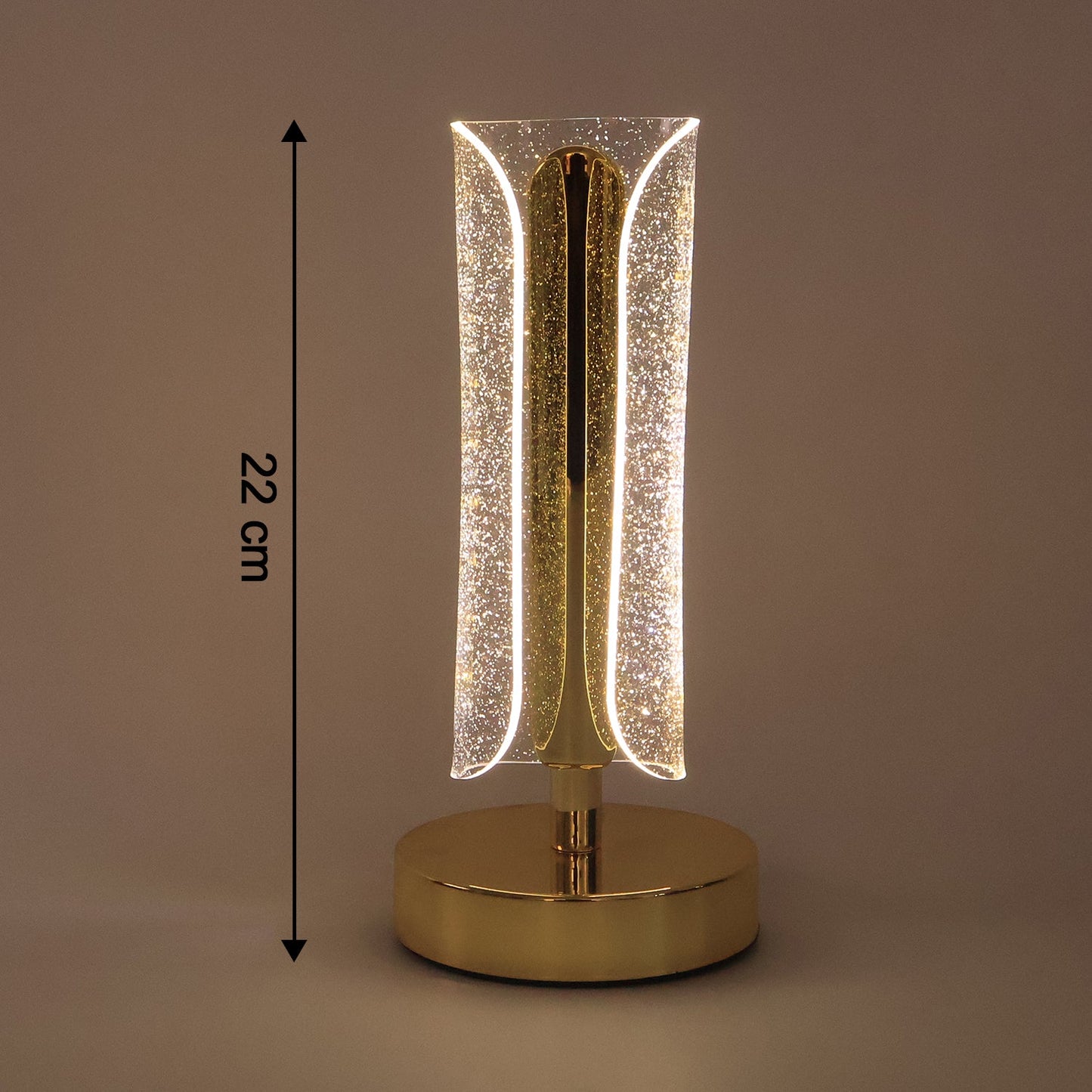 Luxury crystal table lamp providing soft warm LED illumination