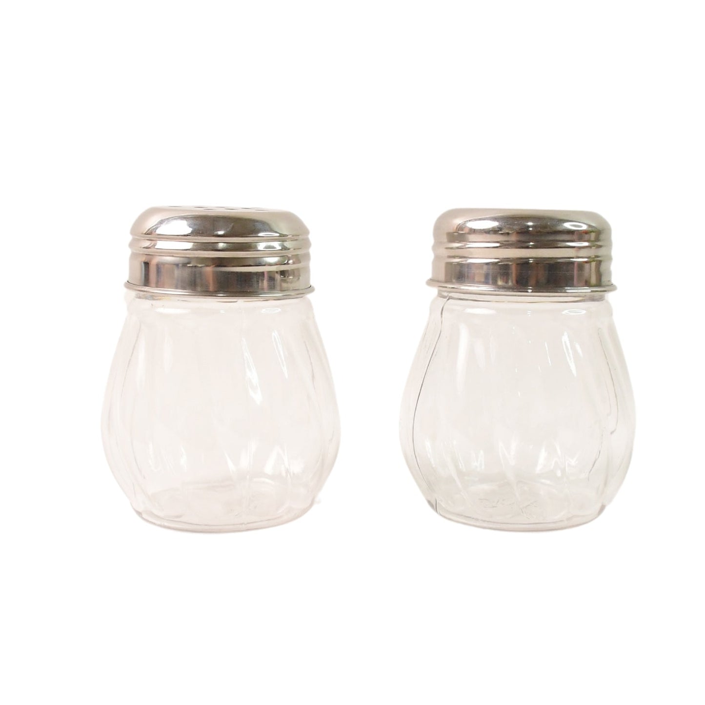 Compact and reusable 2-piece plastic spice shakers with stainless steel lids for chilli and oregano flakes
