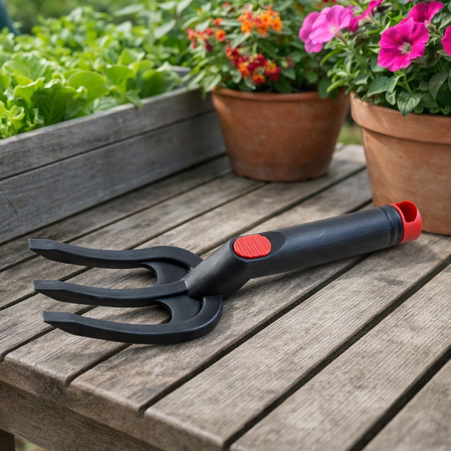 Heavy duty garden hand cultivator fork with ergonomic grip