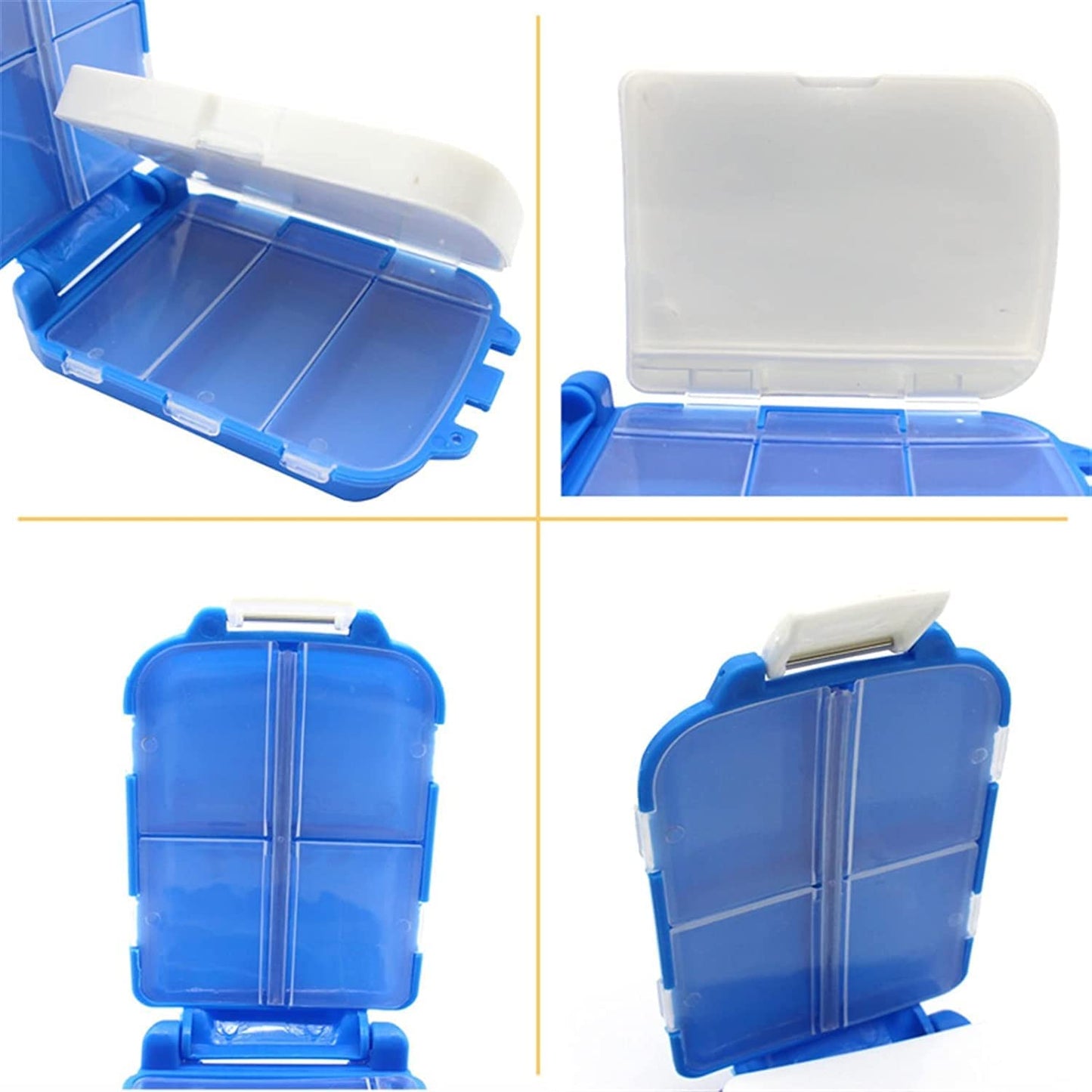 Compact snap-lock pill organizer box for travel