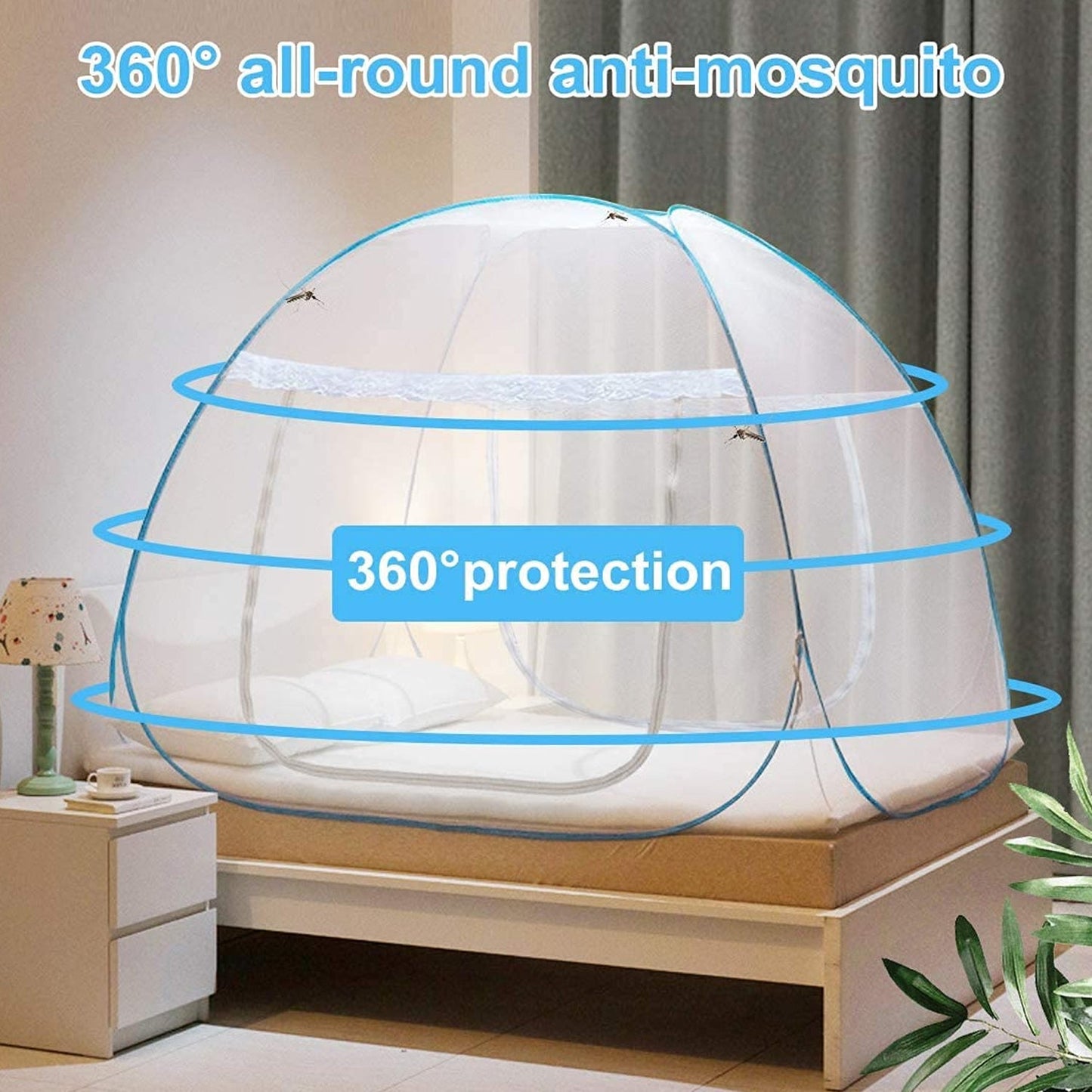 Portable polyester mosquito net tent protecting from insect bites