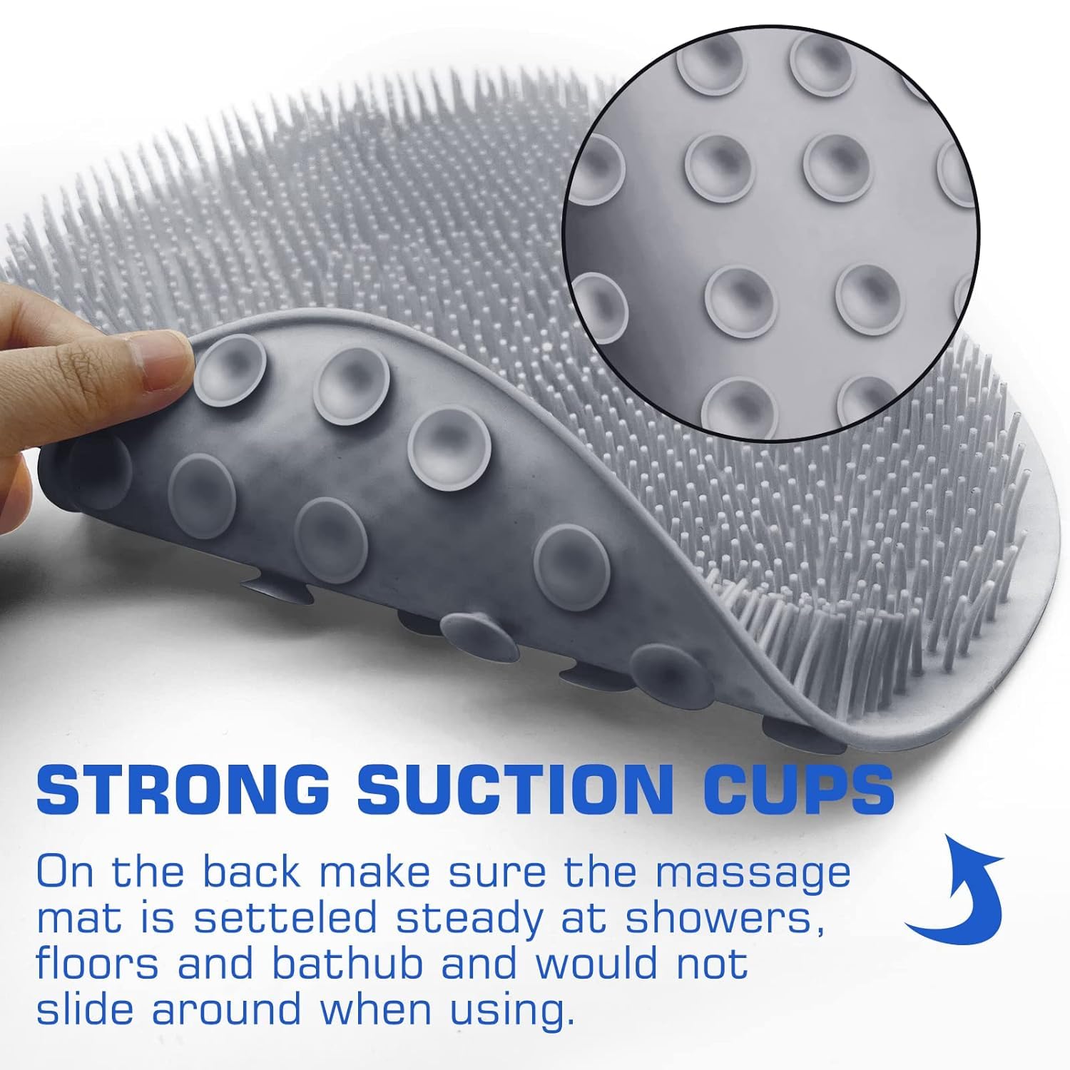 Anti-slip silicone foot scrubber mat for bathroom safety
