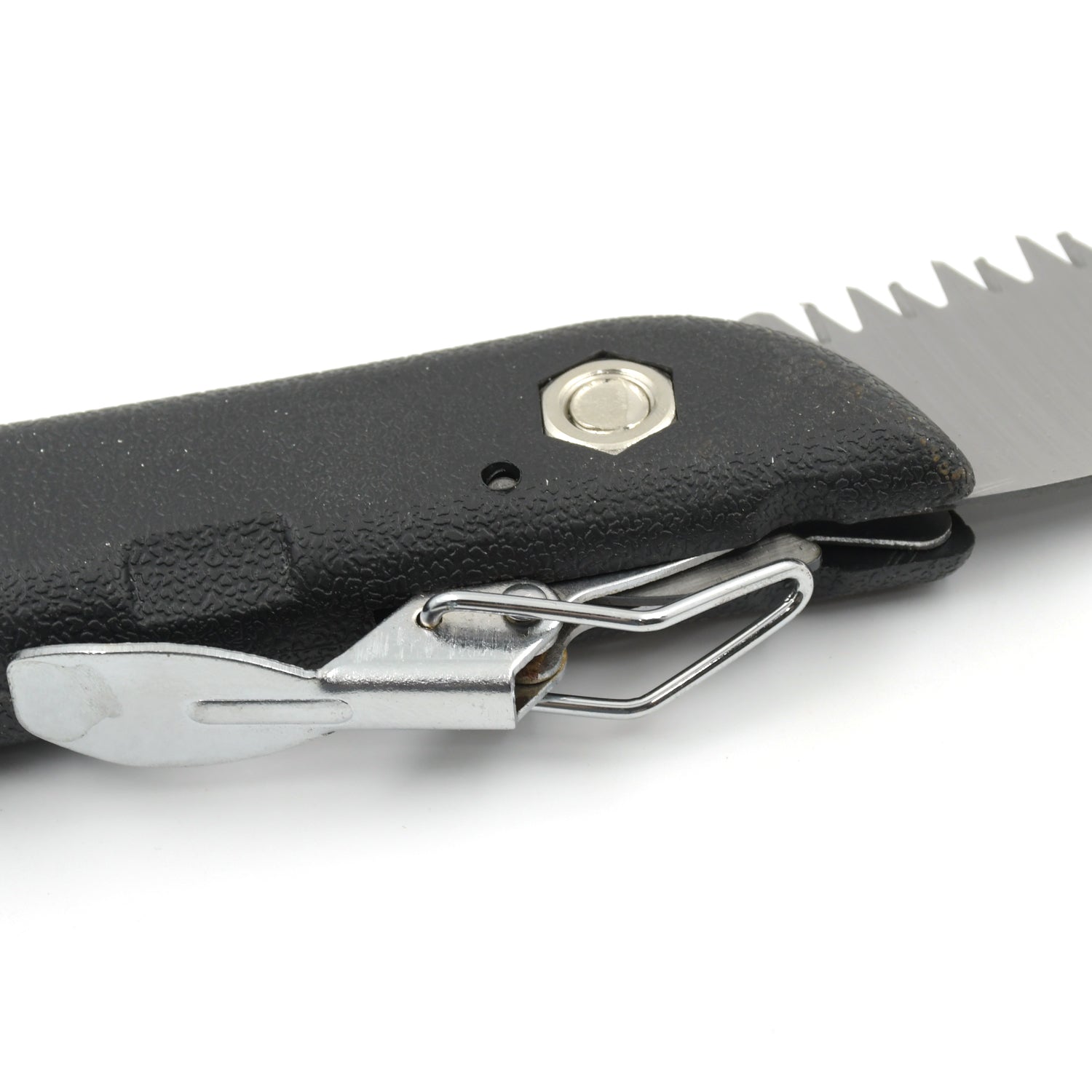 The compact folding handsaw with its protective sheath, easy to carry for camping.