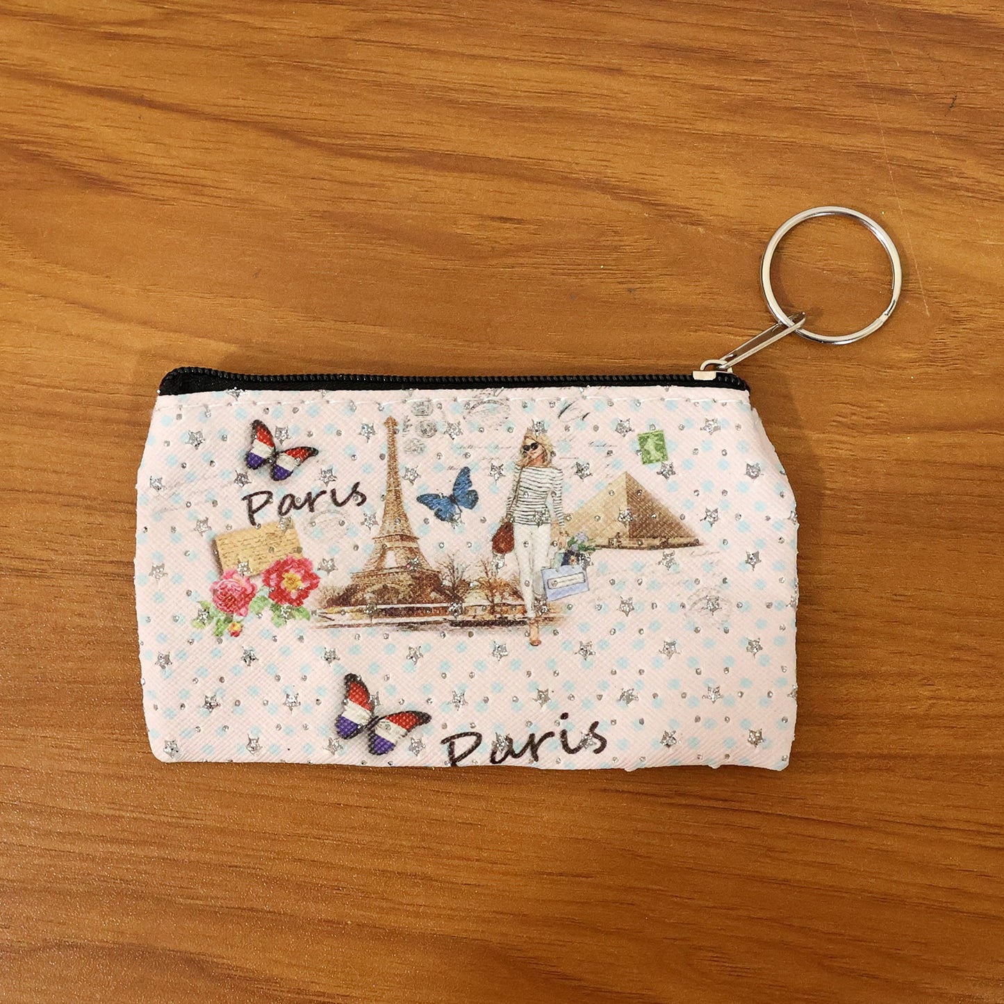 Stylish mini zipper pouch with key ring for easy carry
