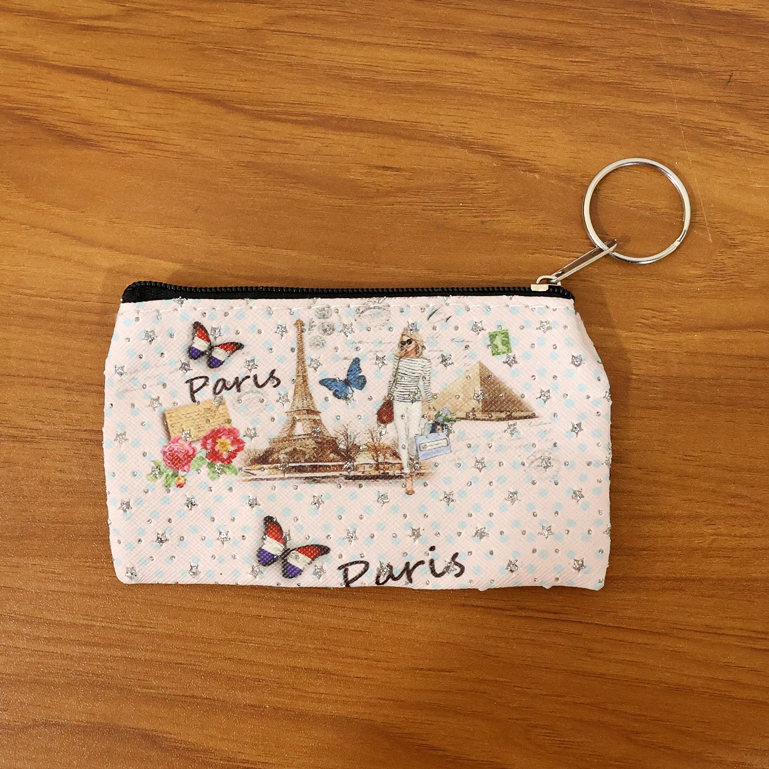 Stylish mini zipper pouch with key ring for easy carry