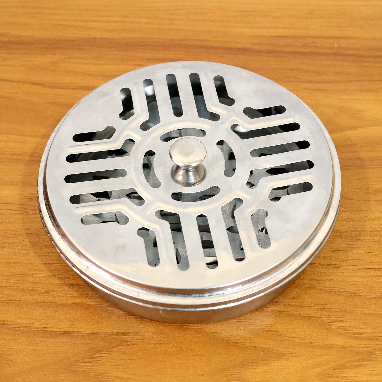 Indoor outdoor mosquito coil holder made from stainless steel with vented lid
