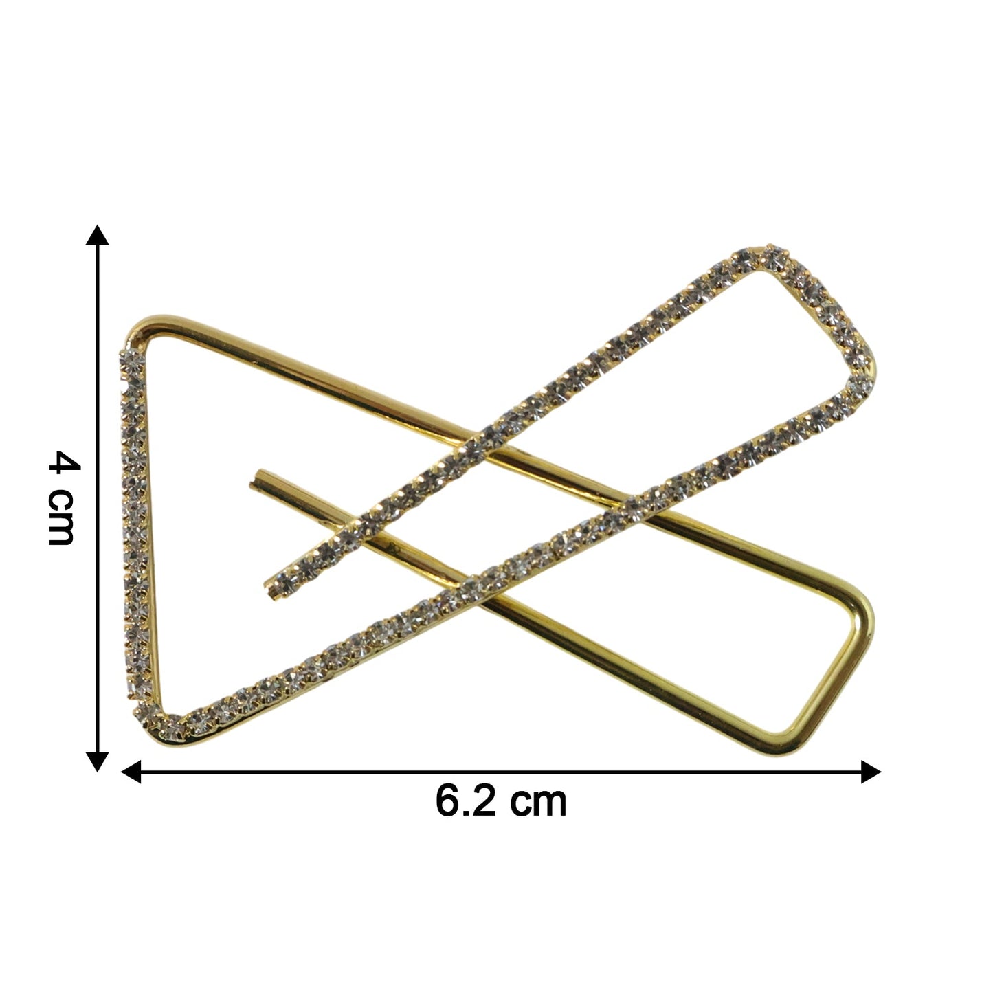 Close-up of golden crystal triangle brooch for scarf styling