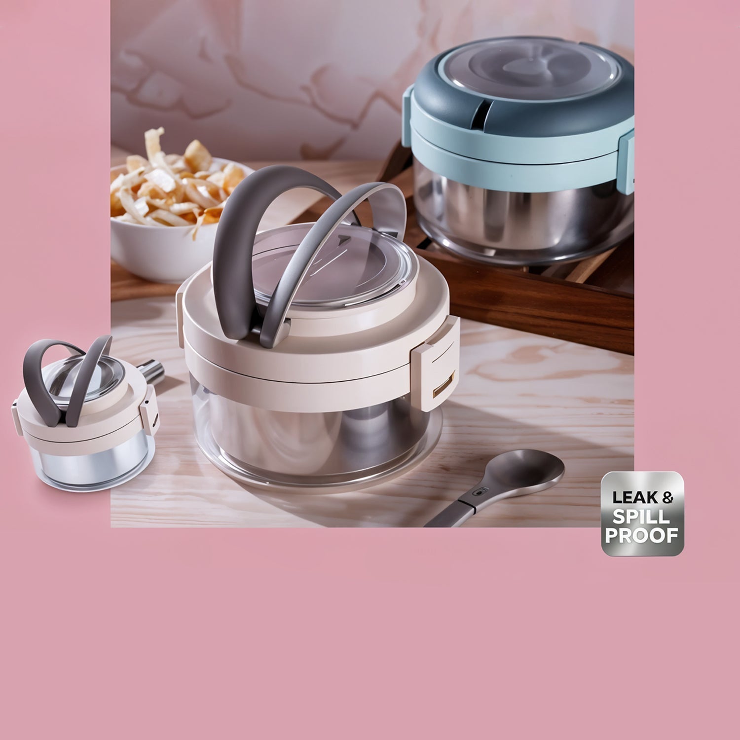 Foldable spoon included in Ganesh Tiara 400ml lunch box