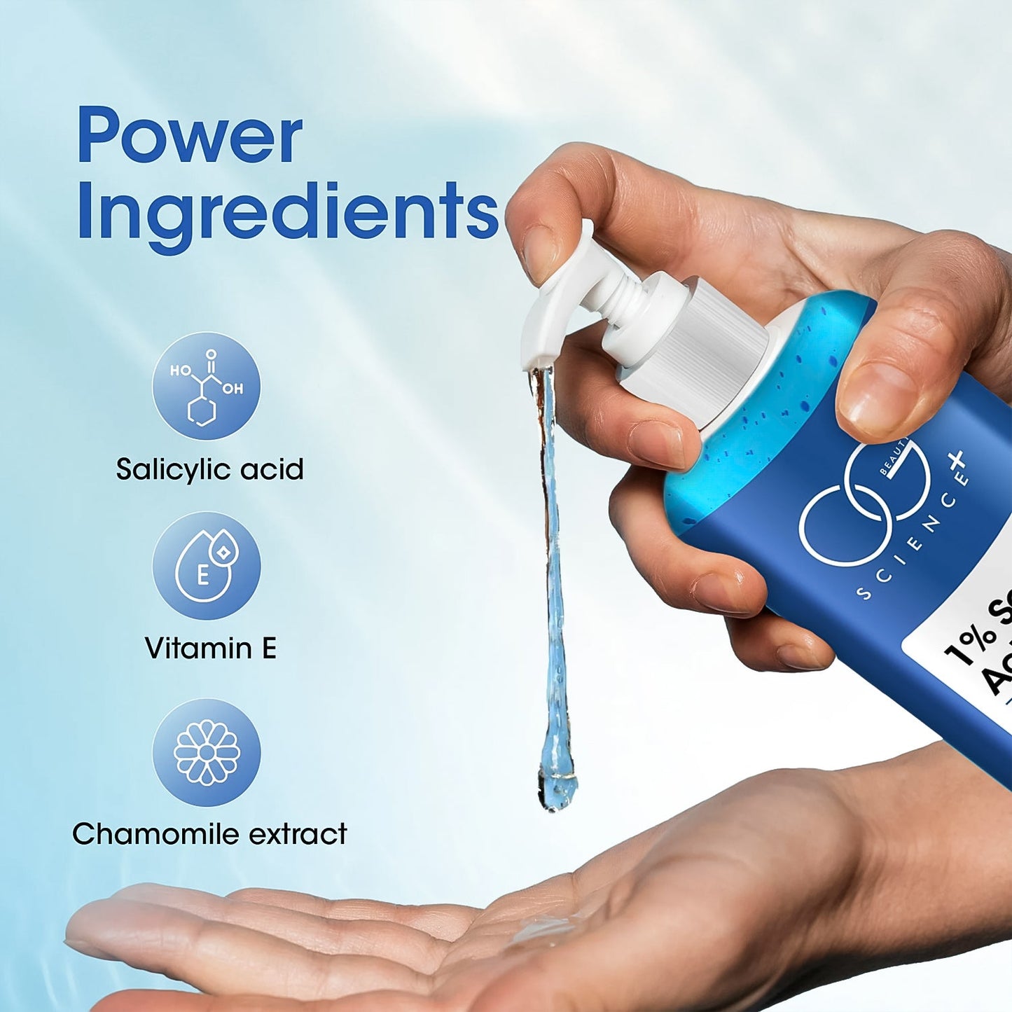 Clear and refreshing salicylic acid body wash gel in pump bottle