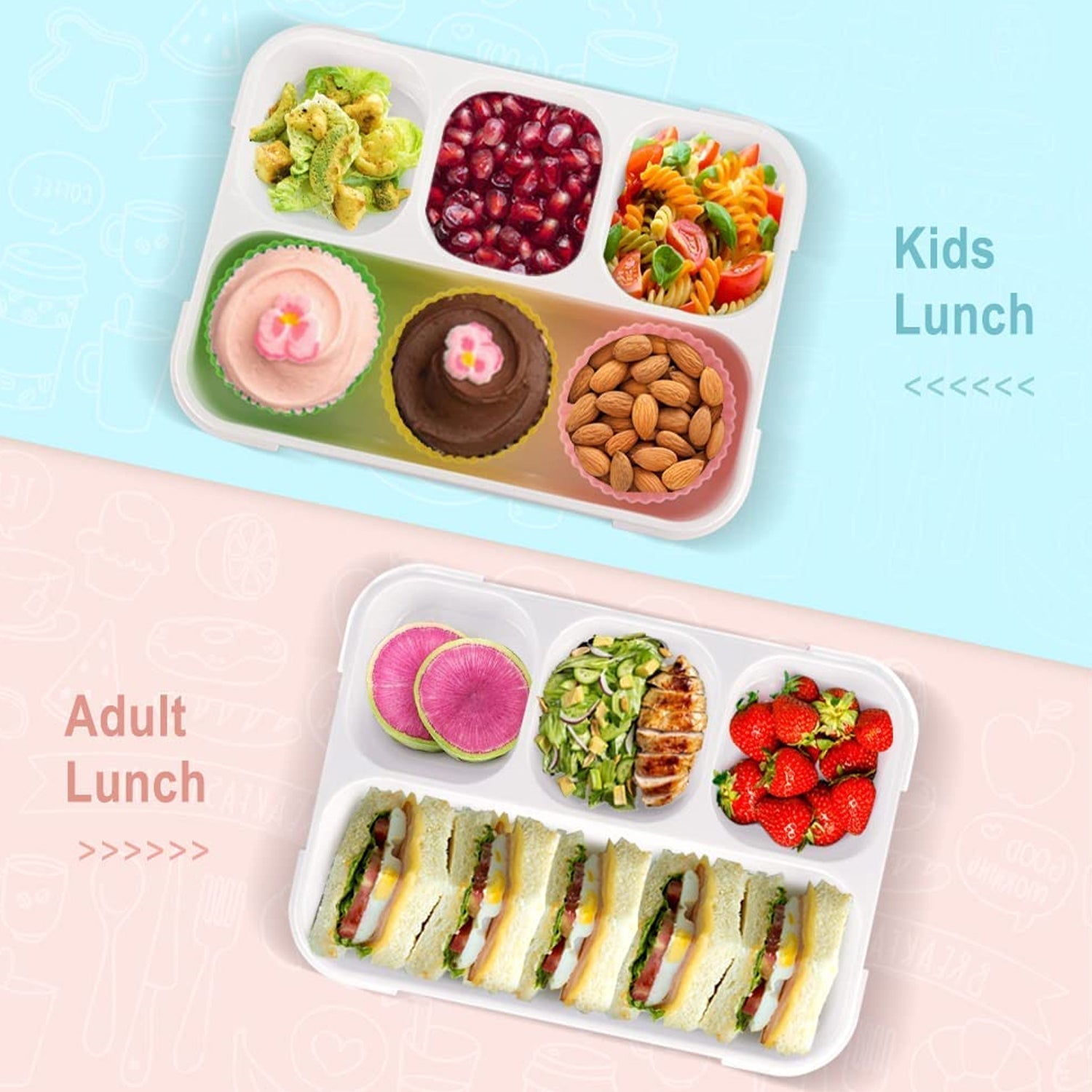 Lunchie Bunchie lunch box with four compartments and secure clips