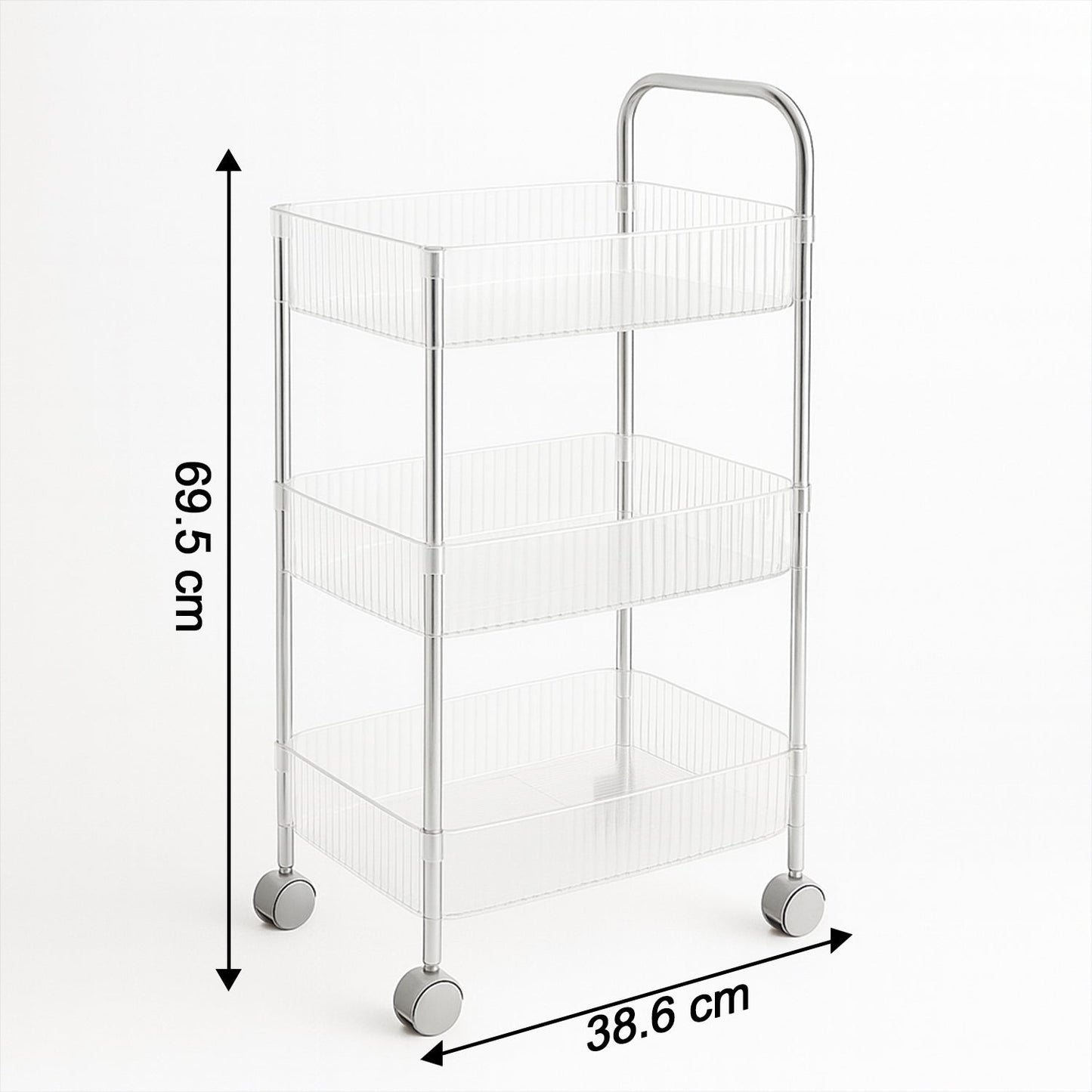Multipurpose 3-layer storage trolley in a cozy home setting
