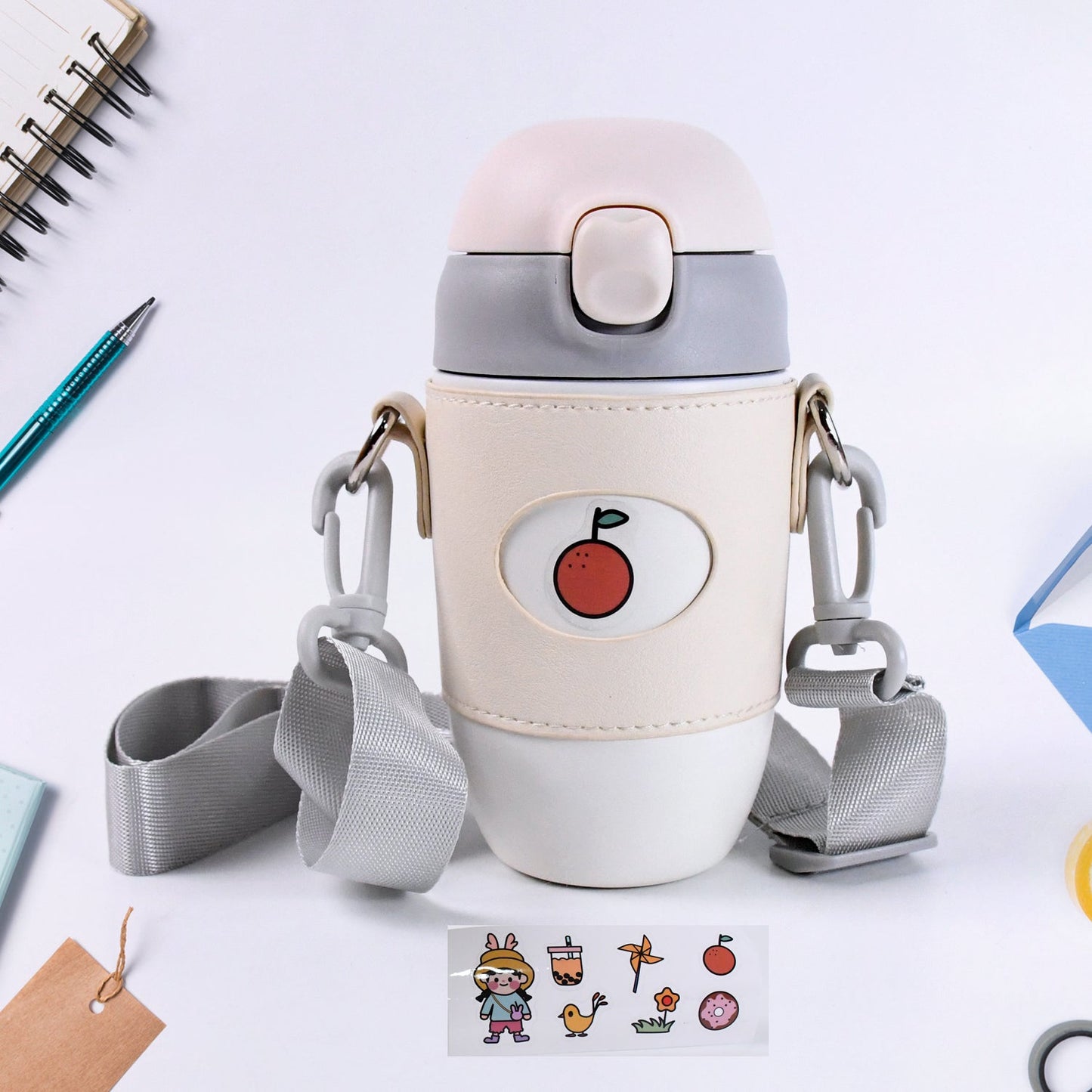 Insulated stainless steel coffee bottle 350ml with cartoon print design