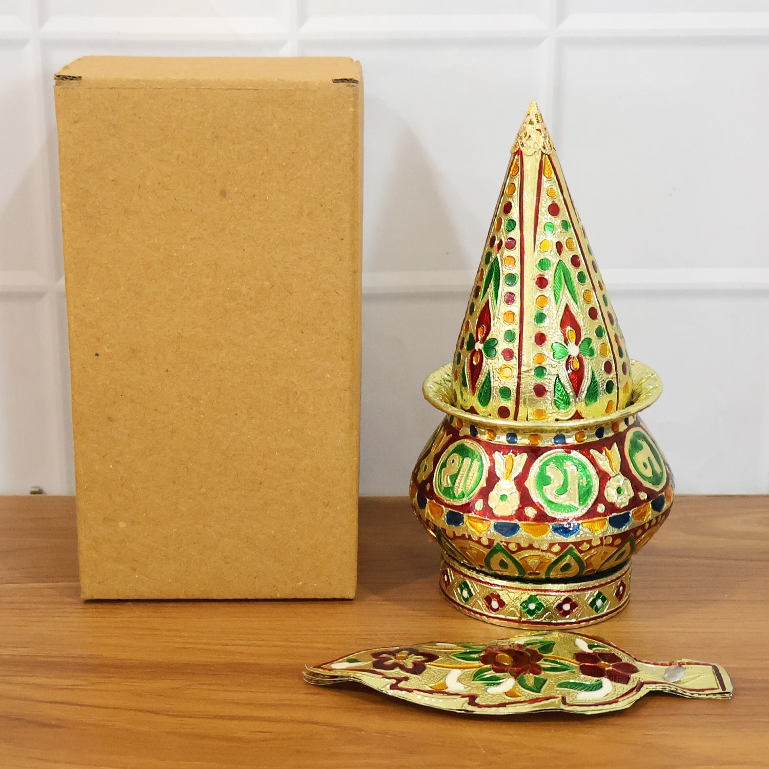 Detailed handcrafted pooja kalash perfect for home temple and festival decorations