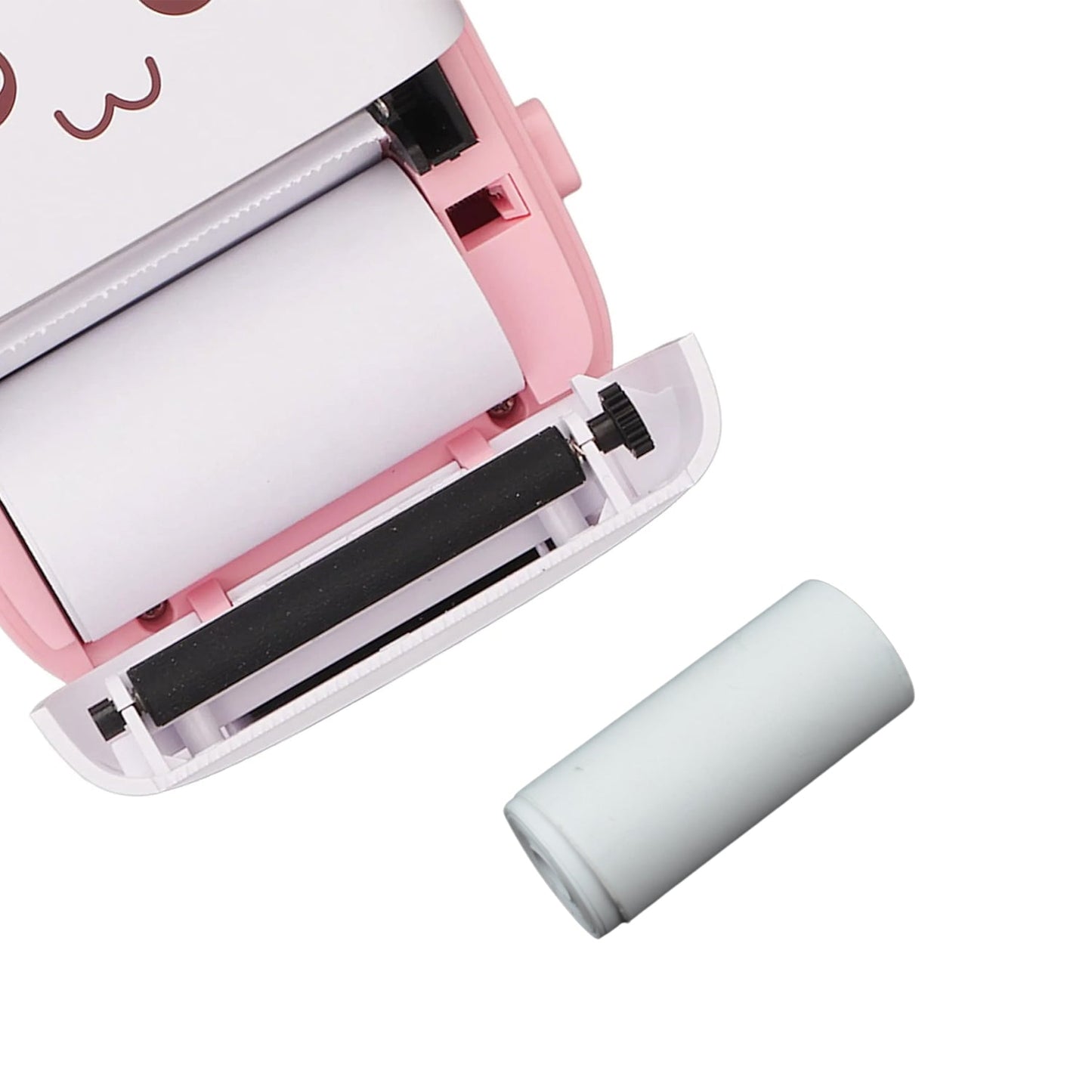 A hand holding a single Papezo thermal printer paper roll, emphasizing its portable size.