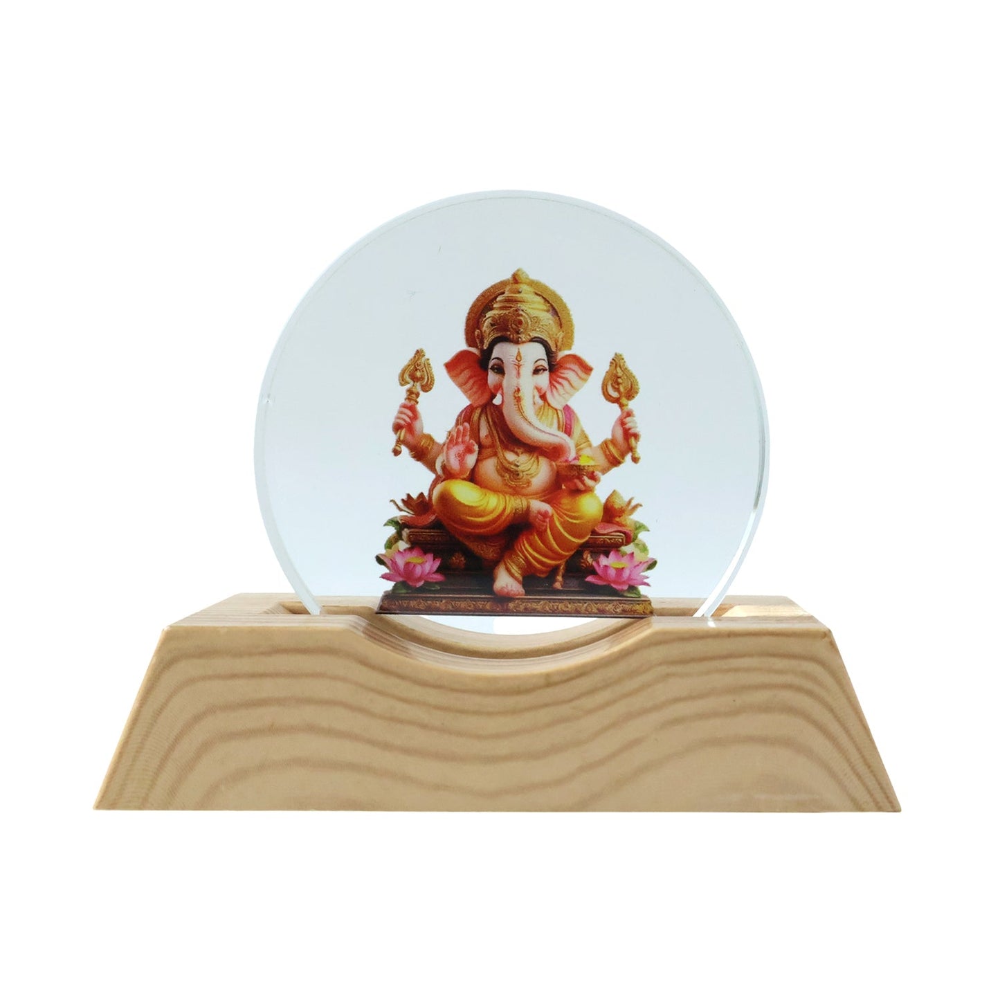 Spiritual 3D Lord Ganesha LED night lamp glowing warmly in a dark room