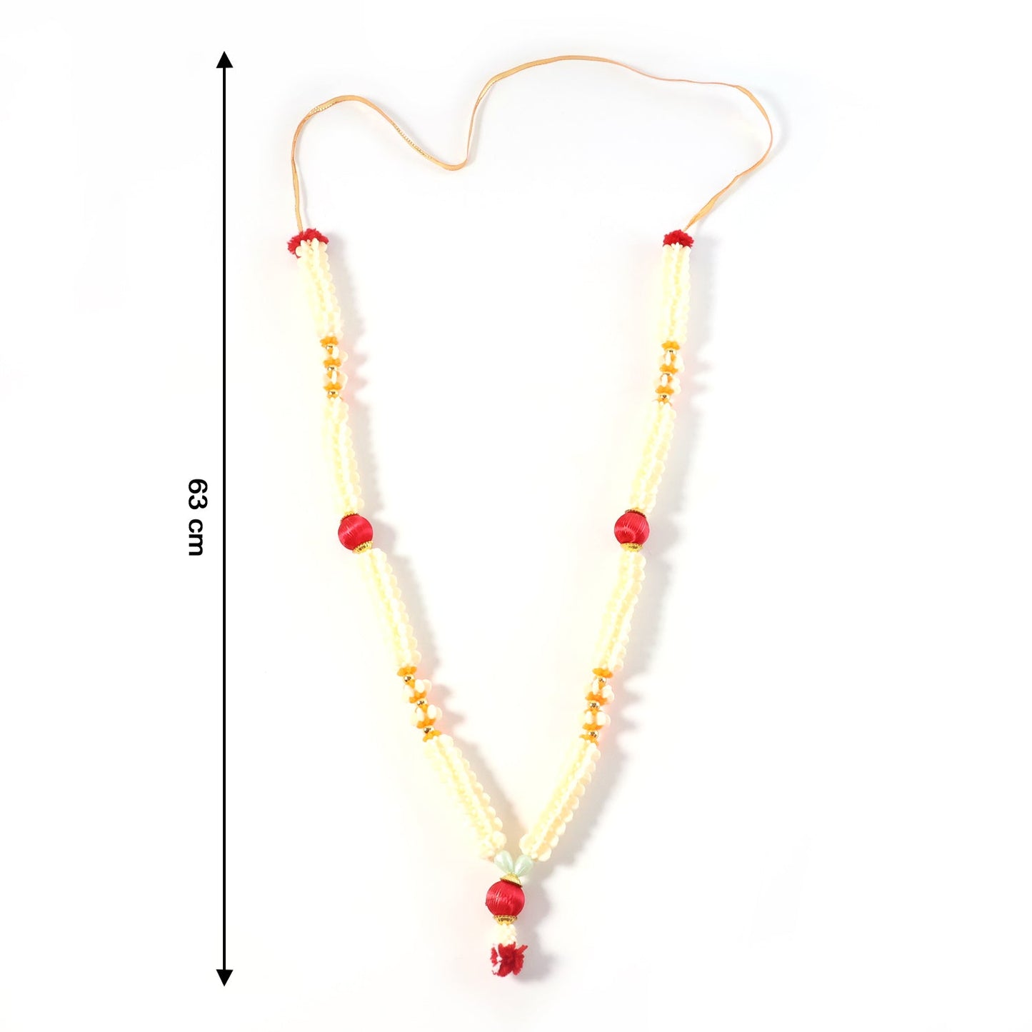 Religious pooja gajra garland with beads for idol adornment