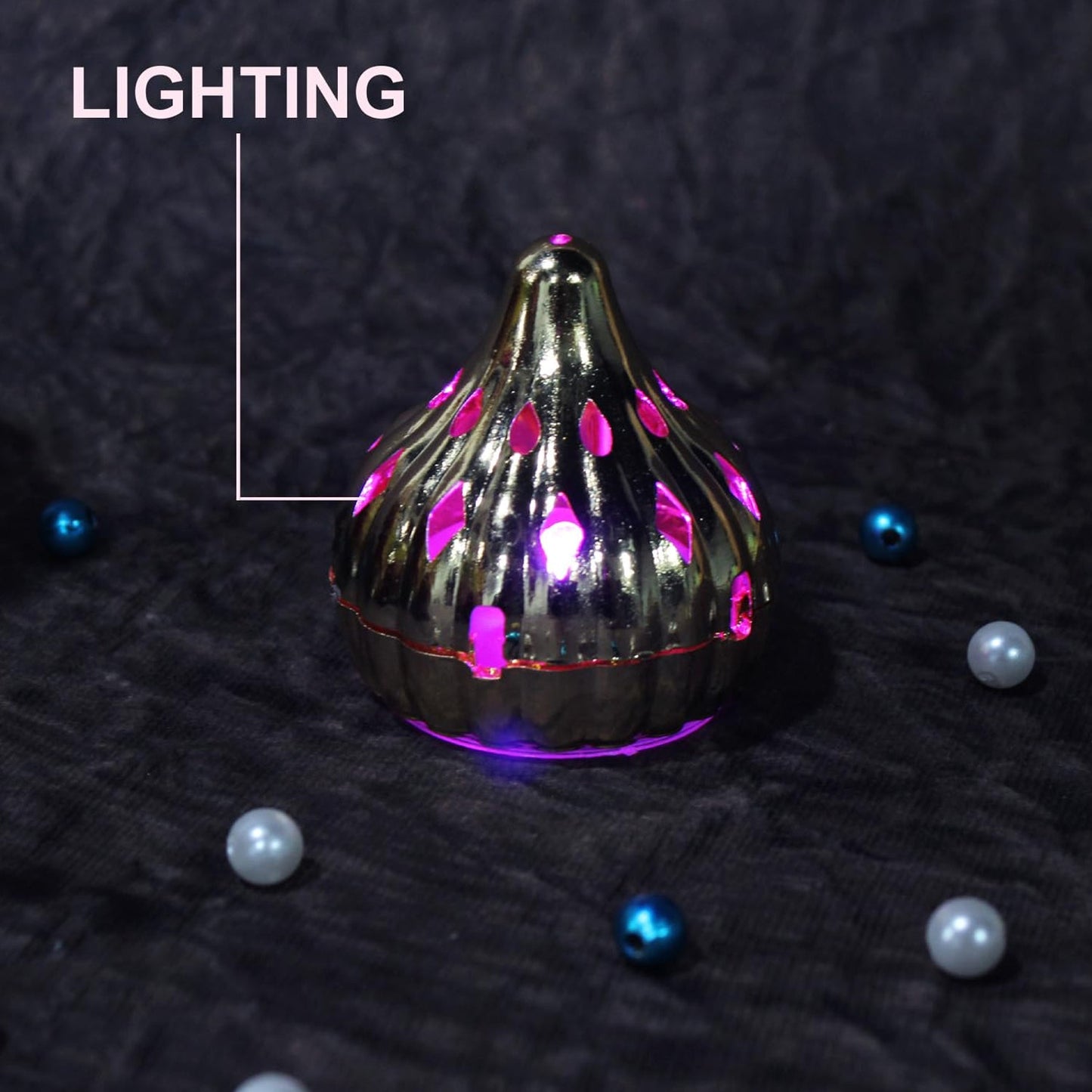 Modak LED light illuminating a mandir, creating a serene and festive atmosphere.