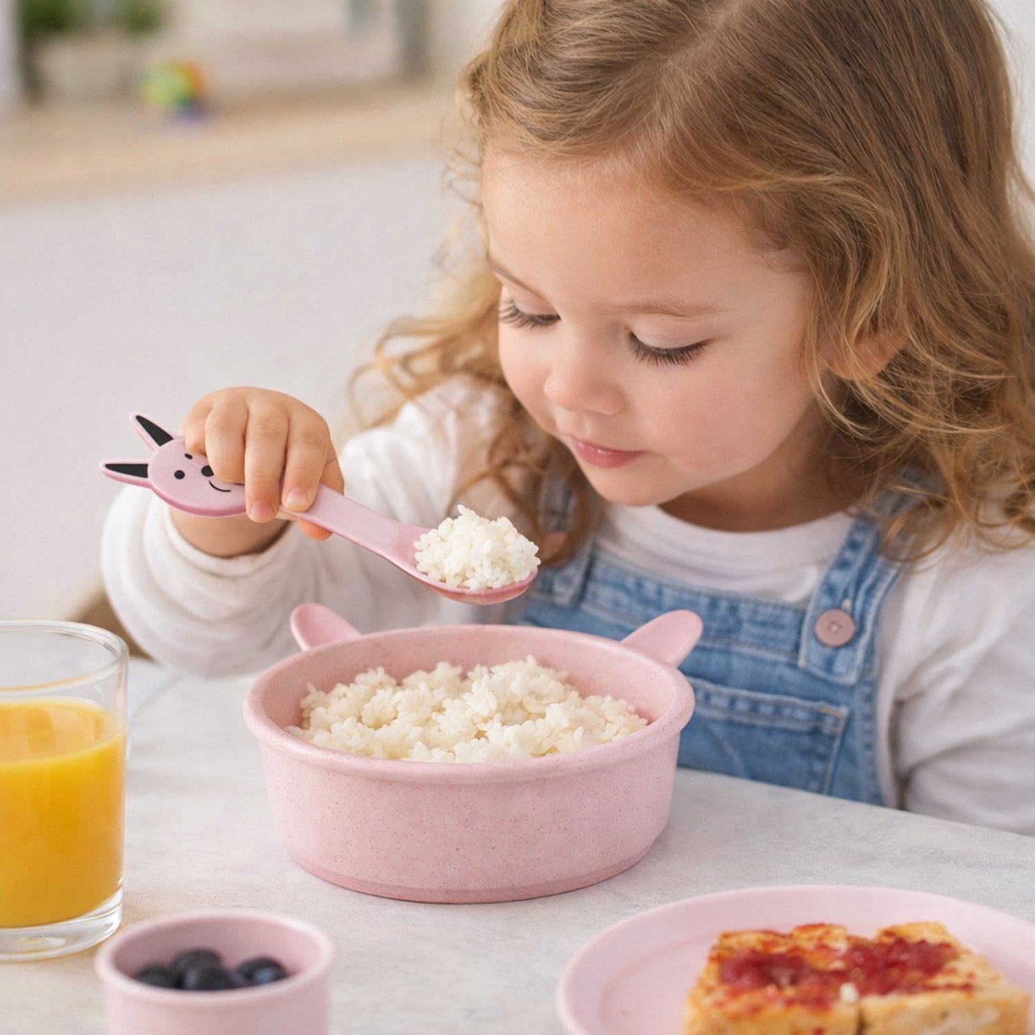 Cartoon design kids feeding bowl with cute spoon for toddlers