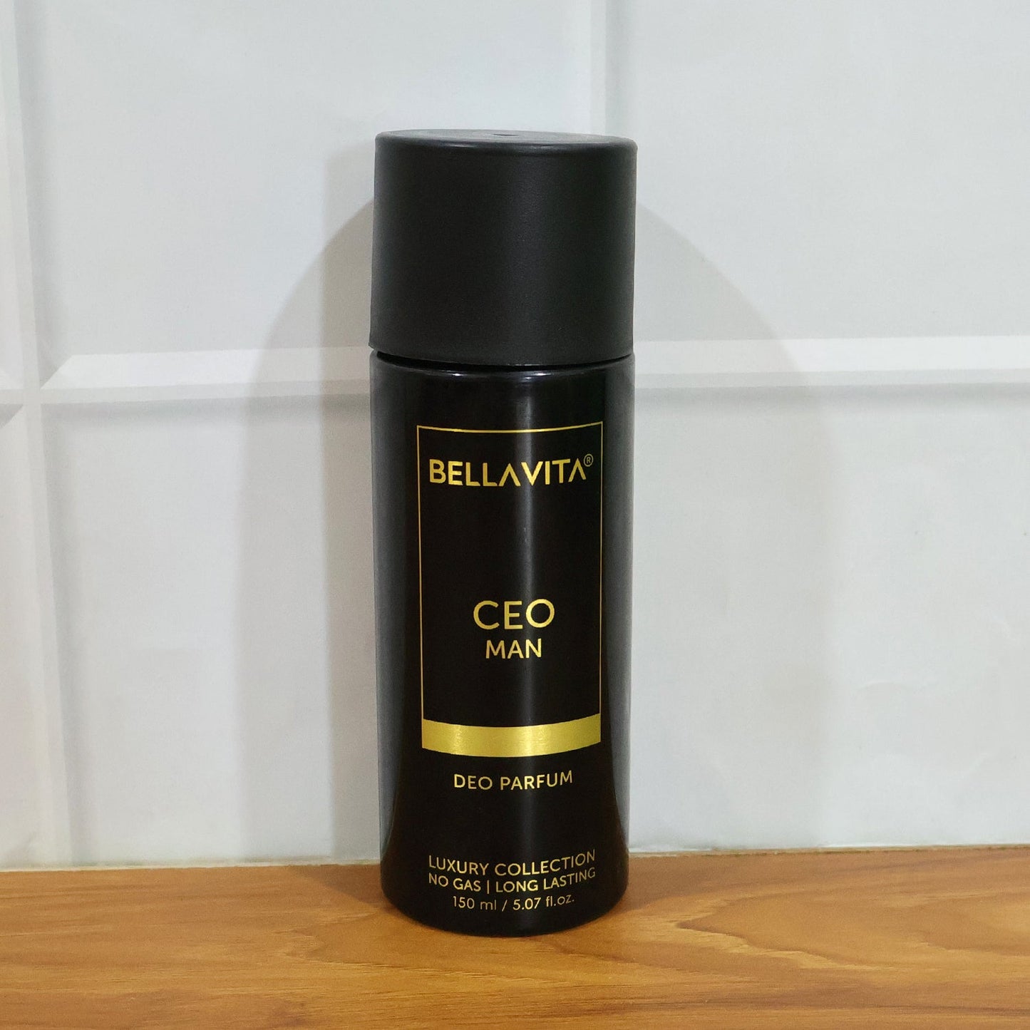 Full bottle of Bellavita CEO Man perfume spray, luxury packaging