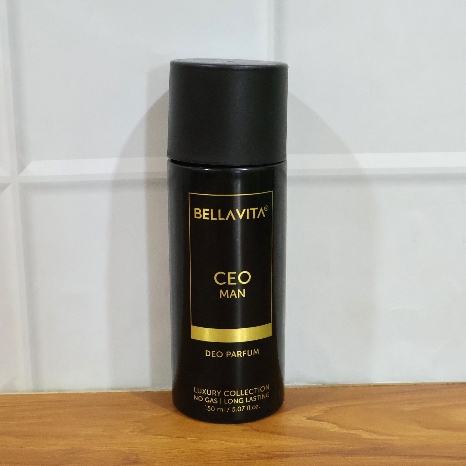 Full bottle of Bellavita CEO Man perfume spray, luxury packaging
