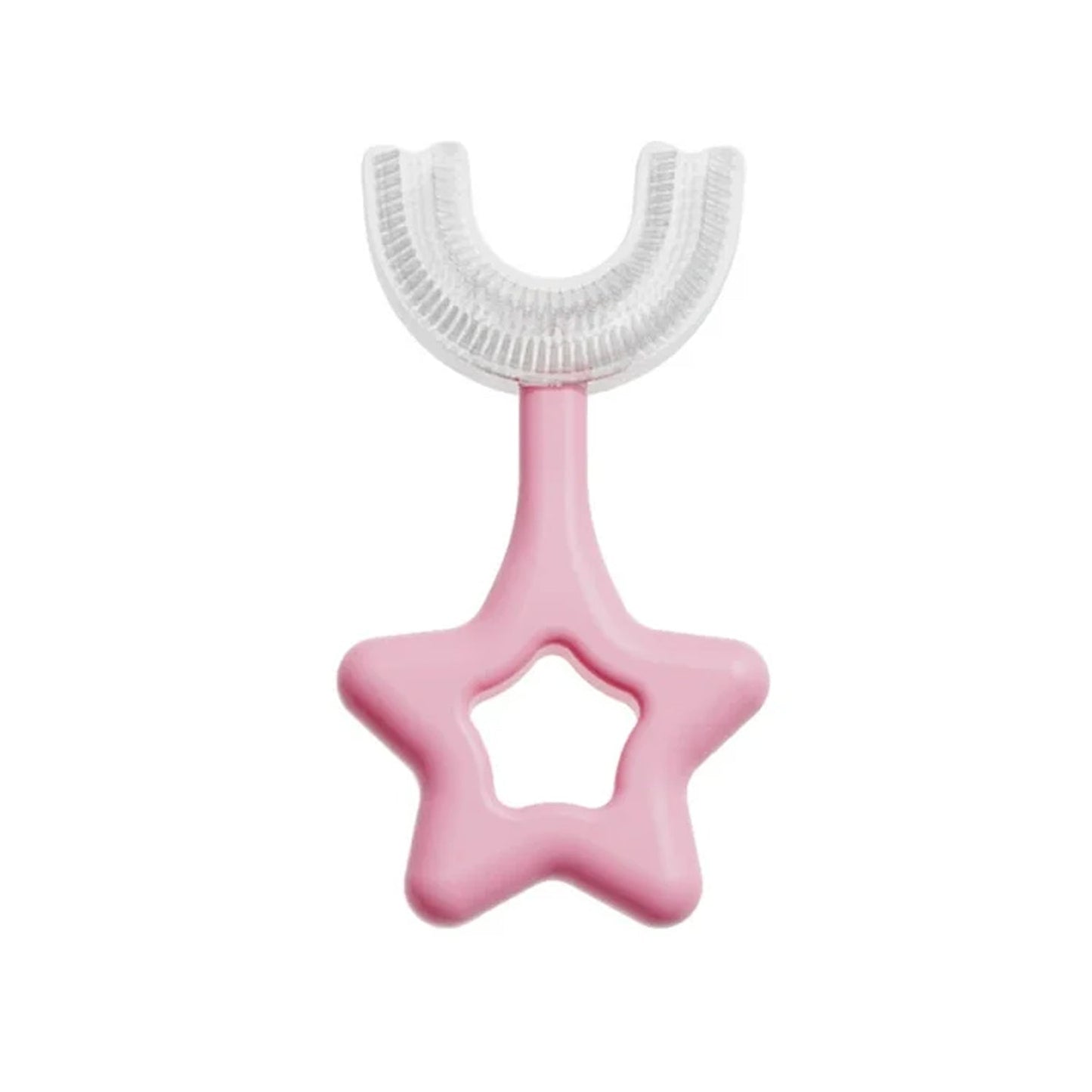 Front view of the blue Star U-Shape Toothbrush, emphasizing its comprehensive cleaning coverage.