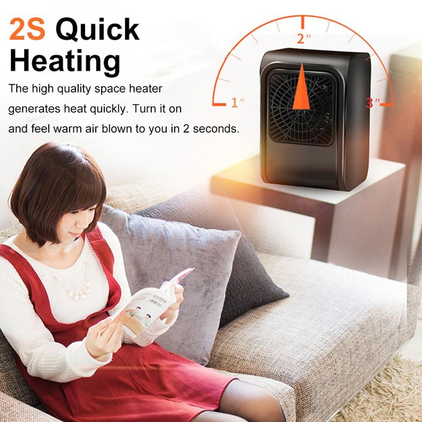 Brown box packaging of the VoltDesk portable room heater.