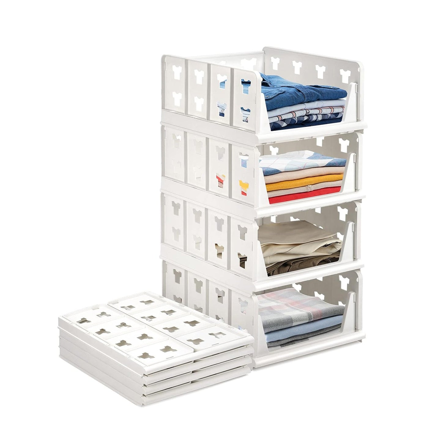The stackable storage cart being used in a bathroom to hold toiletries and towels.